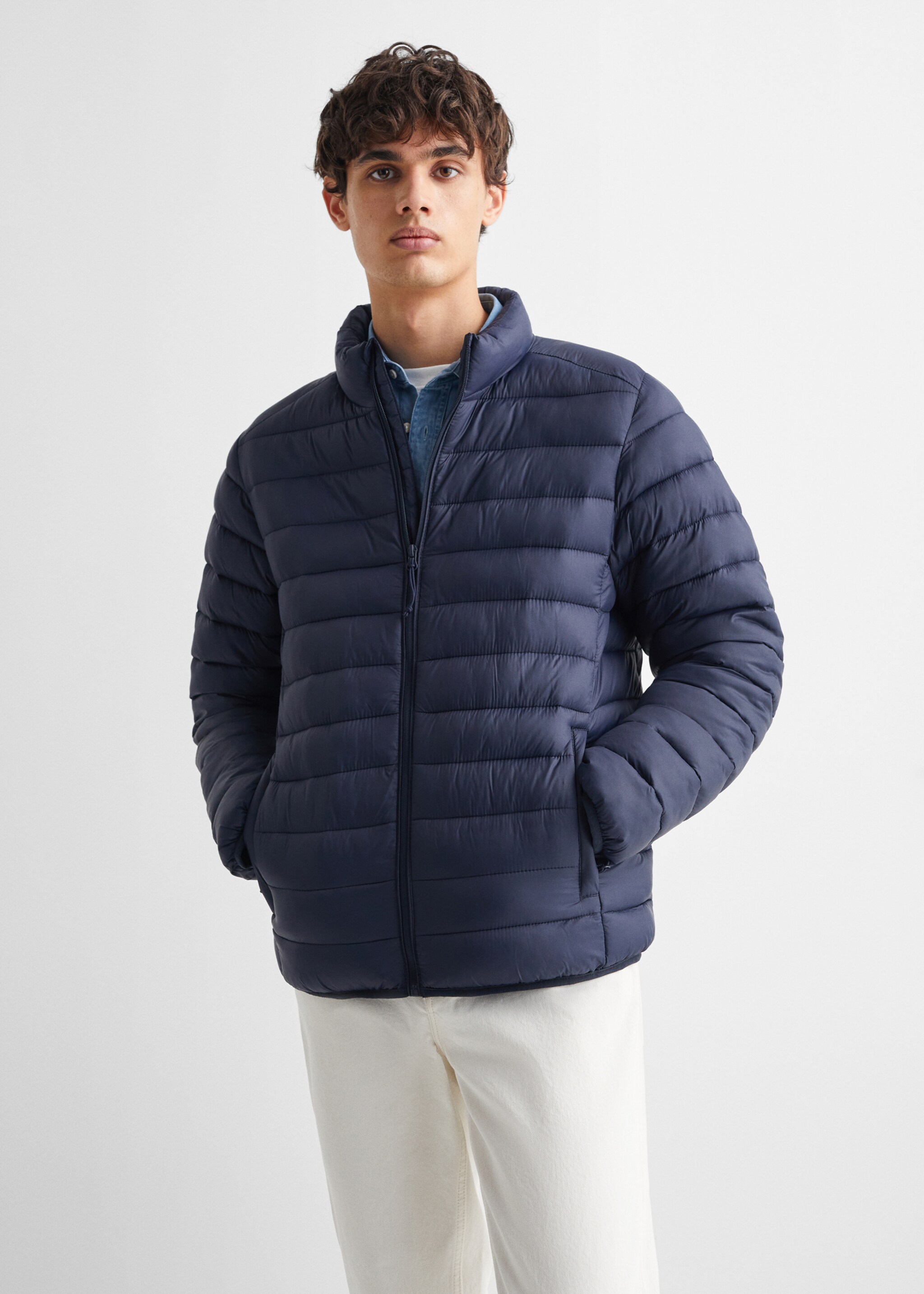 Anorak acolchado cremallera - Plano medio, Azul marino. Ref: 67090676-00.