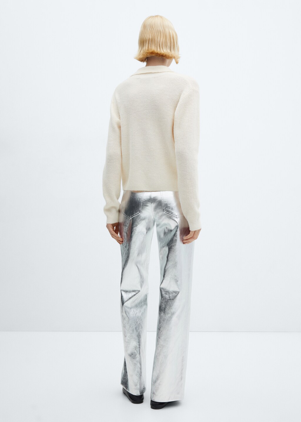Metalised wideleg trousers - Women | MANGO OUTLET USA Metalised wideleg trousers - Women | MANGO OUTLET USA