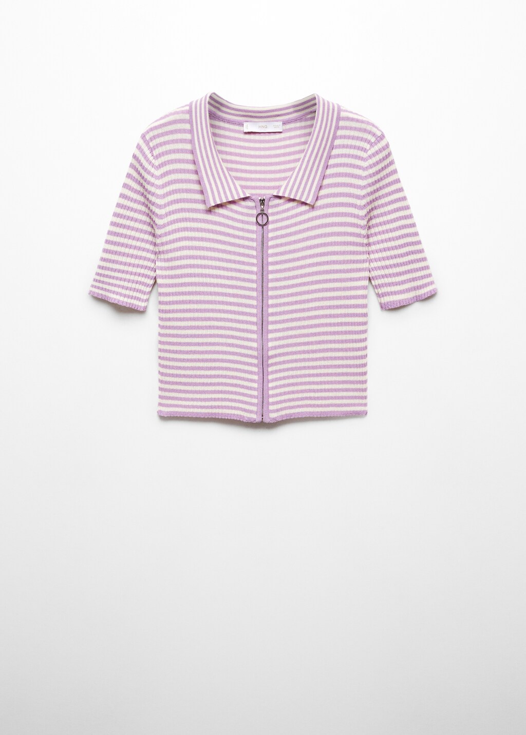 Striped zip-up polo shirt - Women | MANGO OUTLET USA