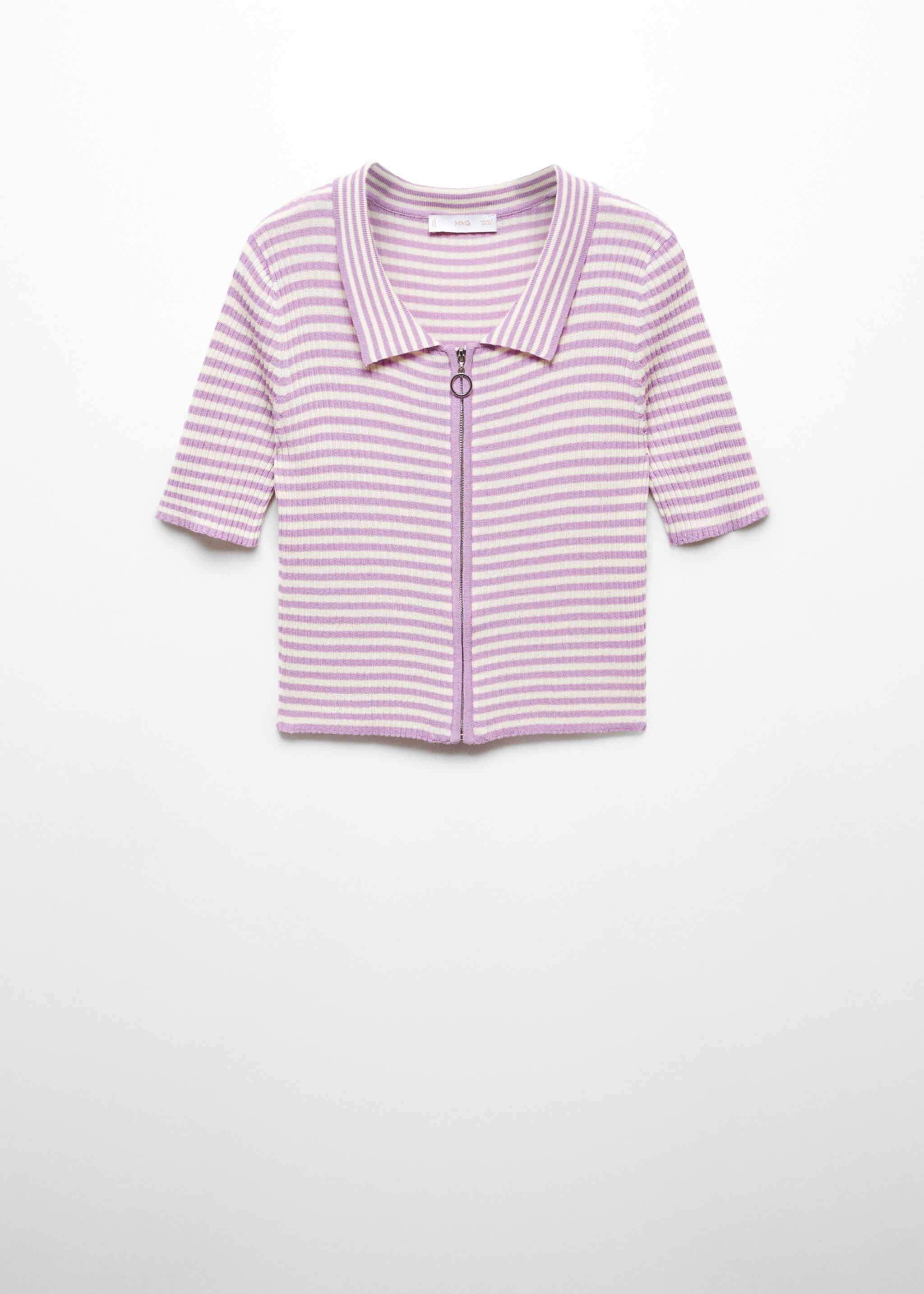 Gestreiftes Poloshirt mit Reißverschluss - Artikel ohne Model, Helllila/Pastelllila. Ref: 67092527-00.