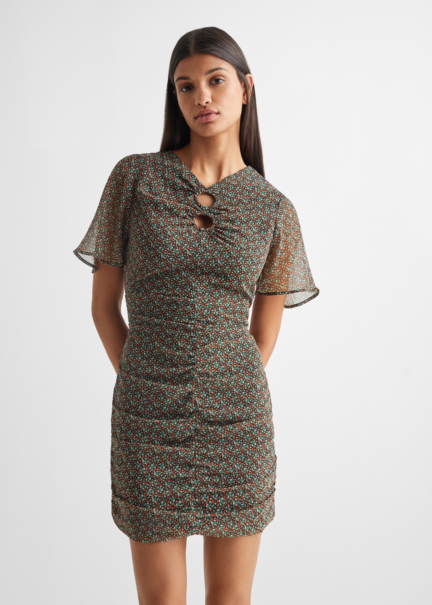 Printed chiffon dress - Medium plane