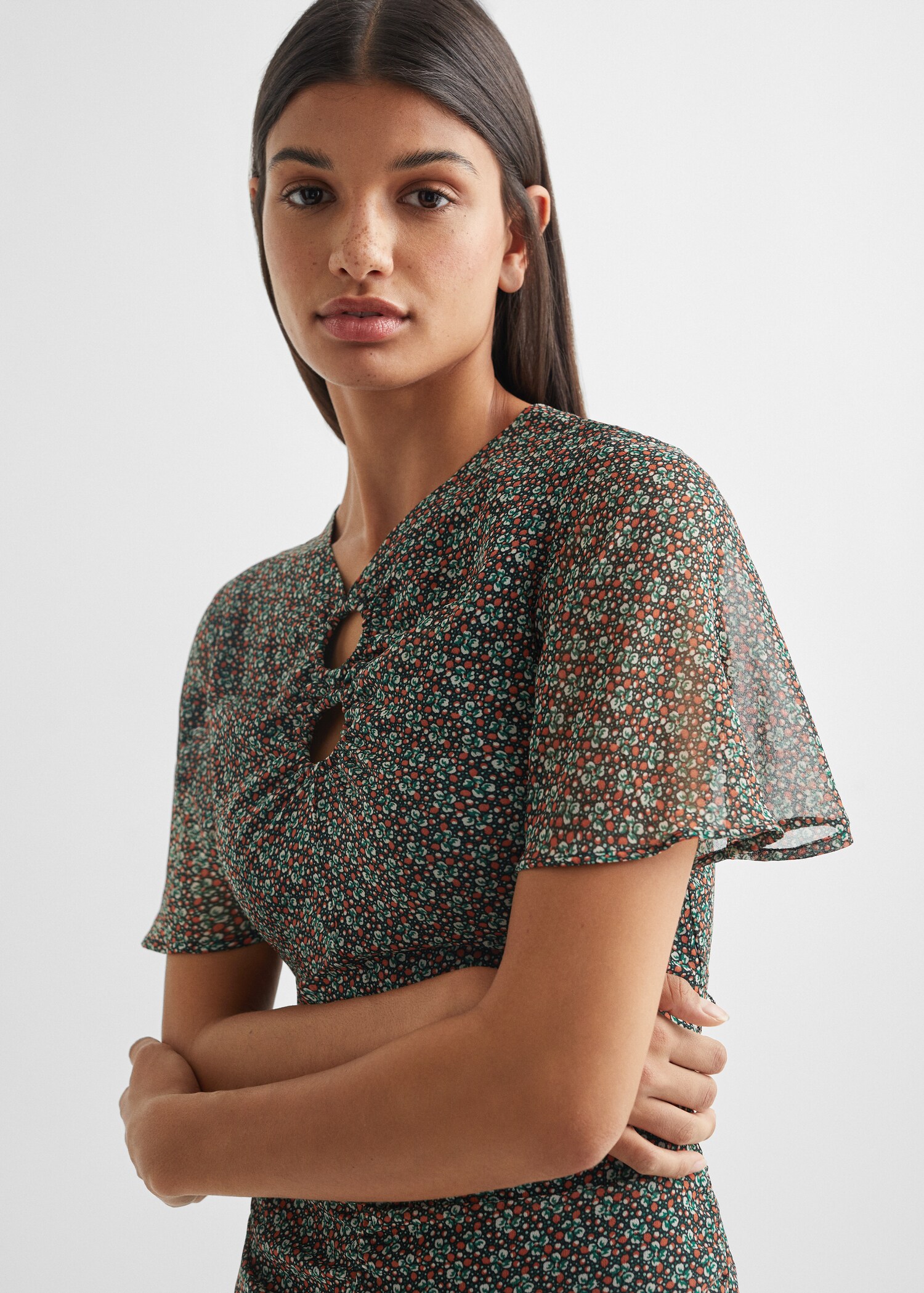 Printed chiffon dress - Details of the article 1
