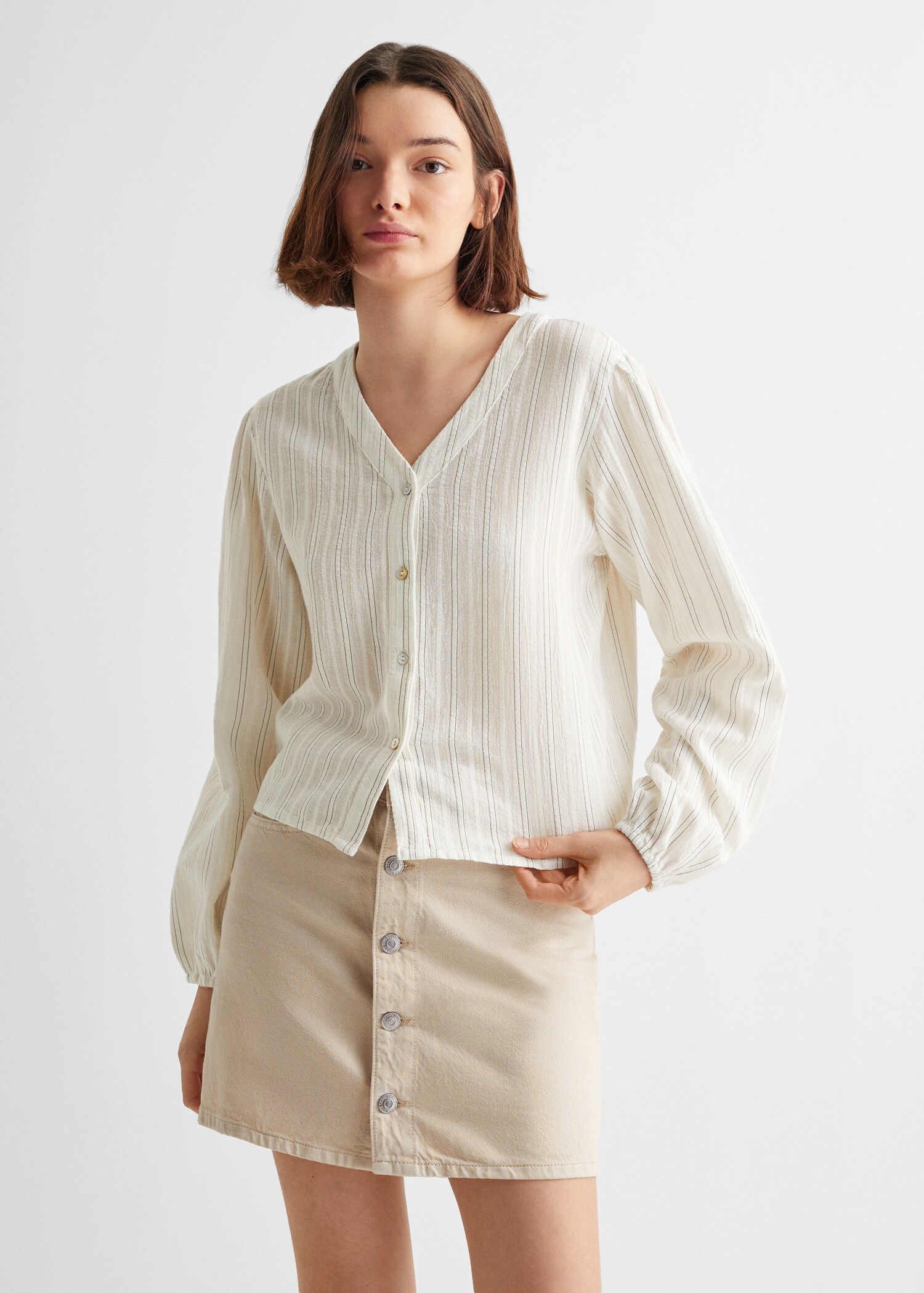 Striped cotton blouse - Medium plane