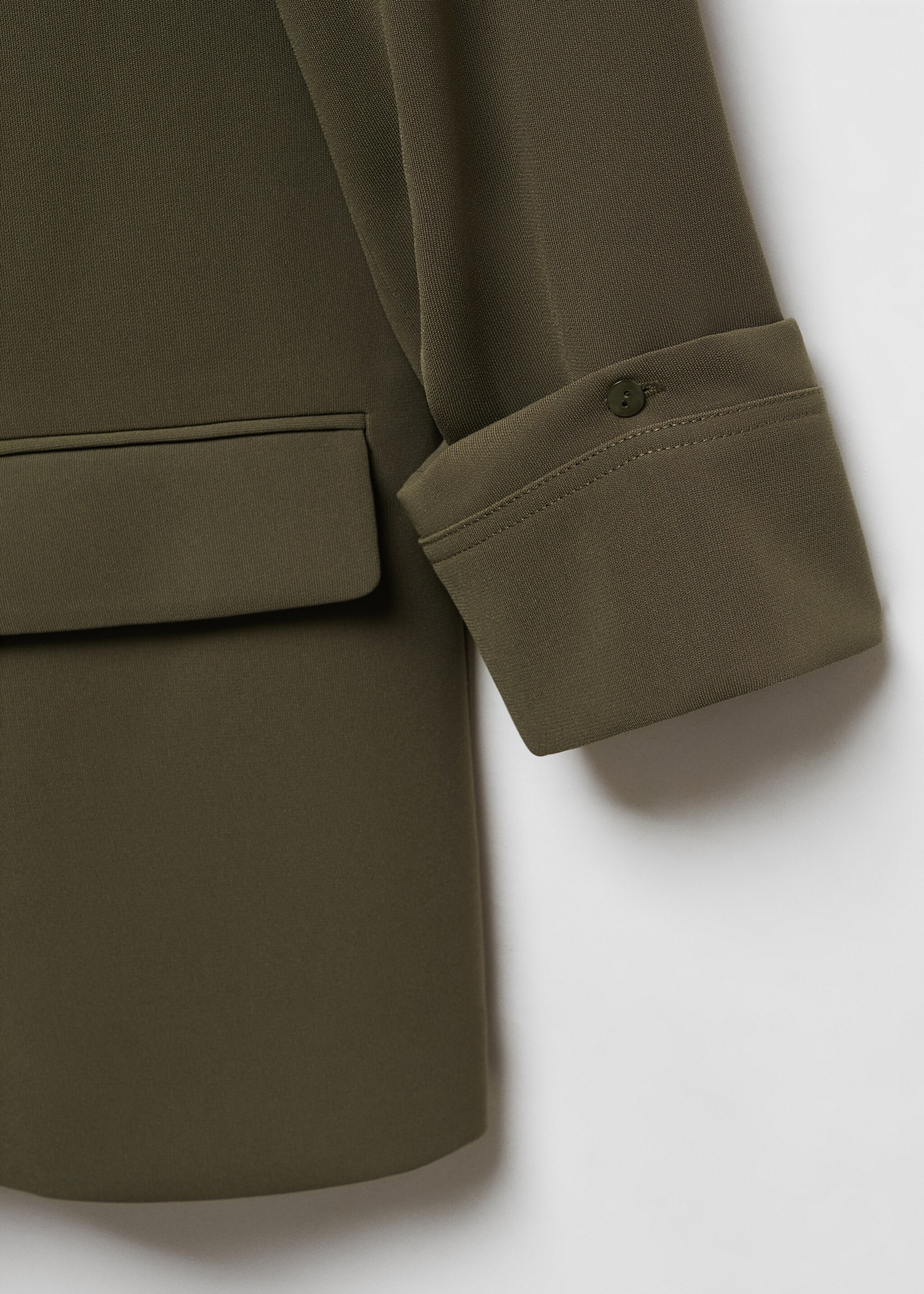 Tailored jacket with turn-down sleeves - Details of the article 8, Khaki. Ref: 67093264-00.