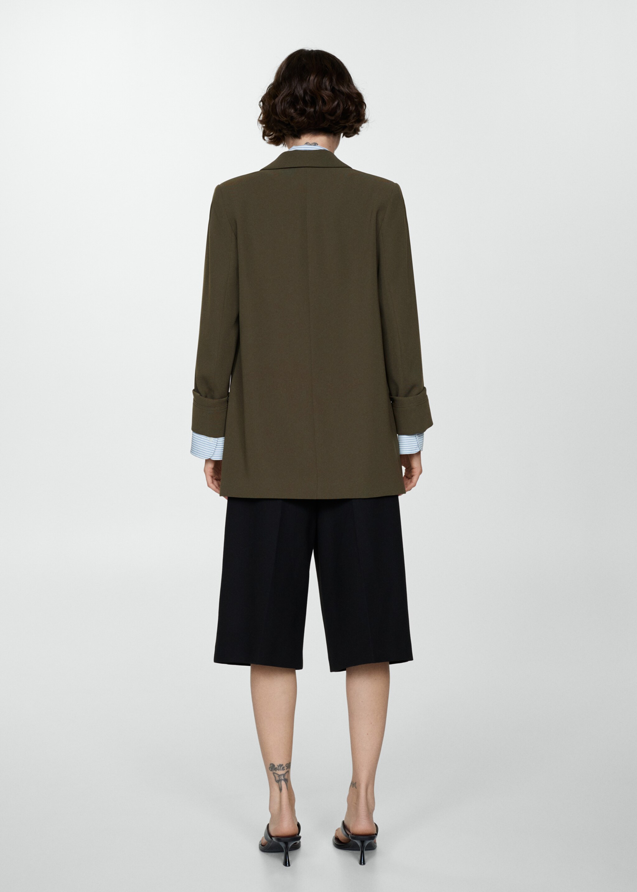 Tailored jacket with turn-down sleeves - Reverse of the article, Khaki. Ref: 67093264-00.