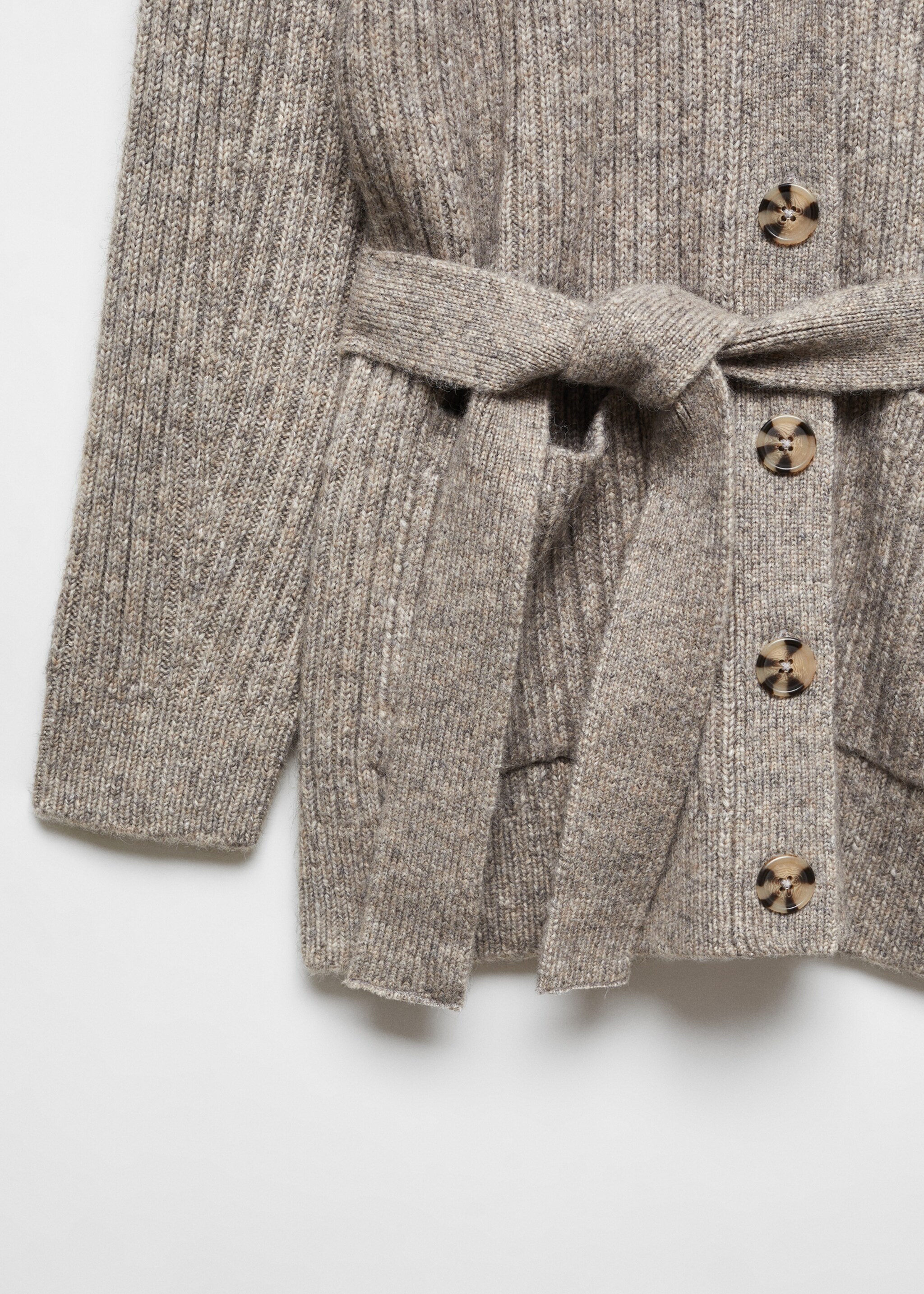 Buttoned ribbed cardigan - Details of the article 8, Grey. Ref: 67093268-00.