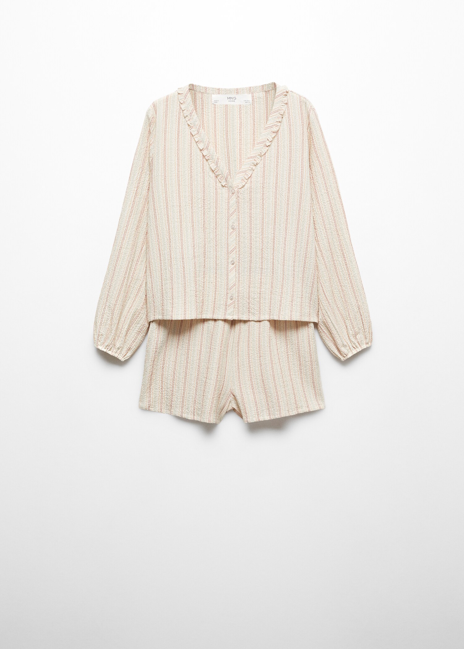 Two-piece textured cotton pyjamas - Article without model