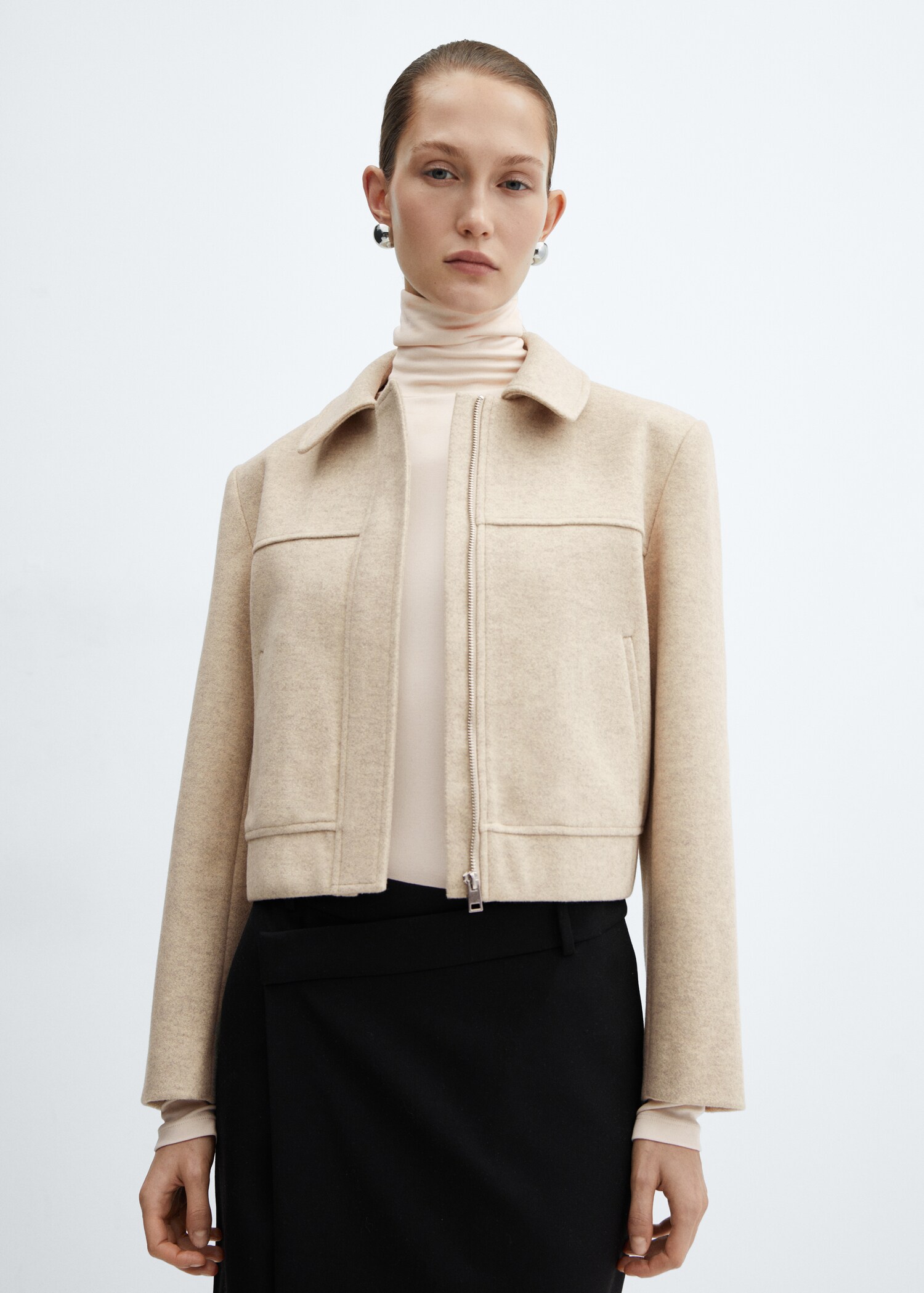 Zip-Jacke mit Ziernähten - Mittlere Ansicht