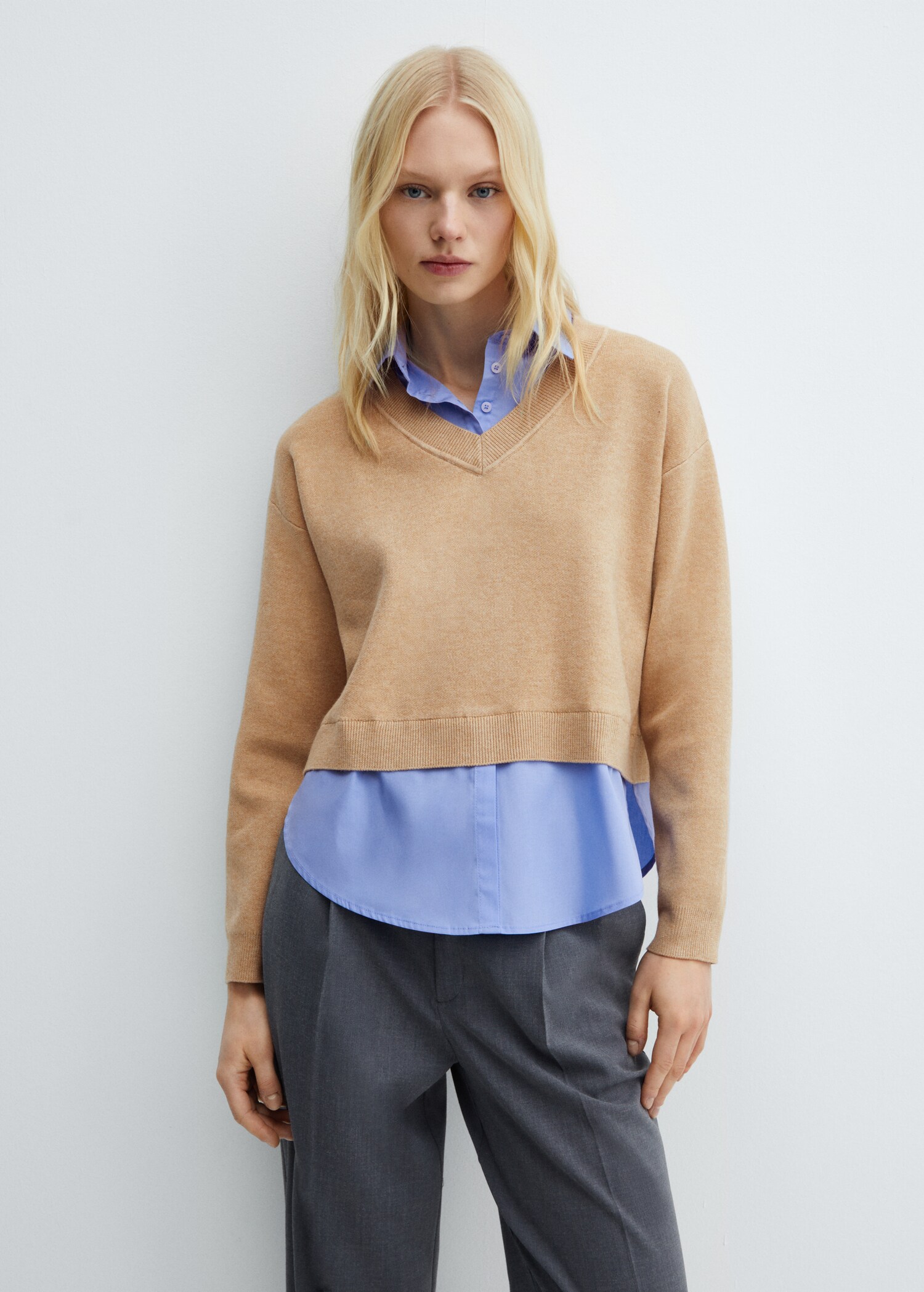 Pull-over chemise combiné - Plan moyen