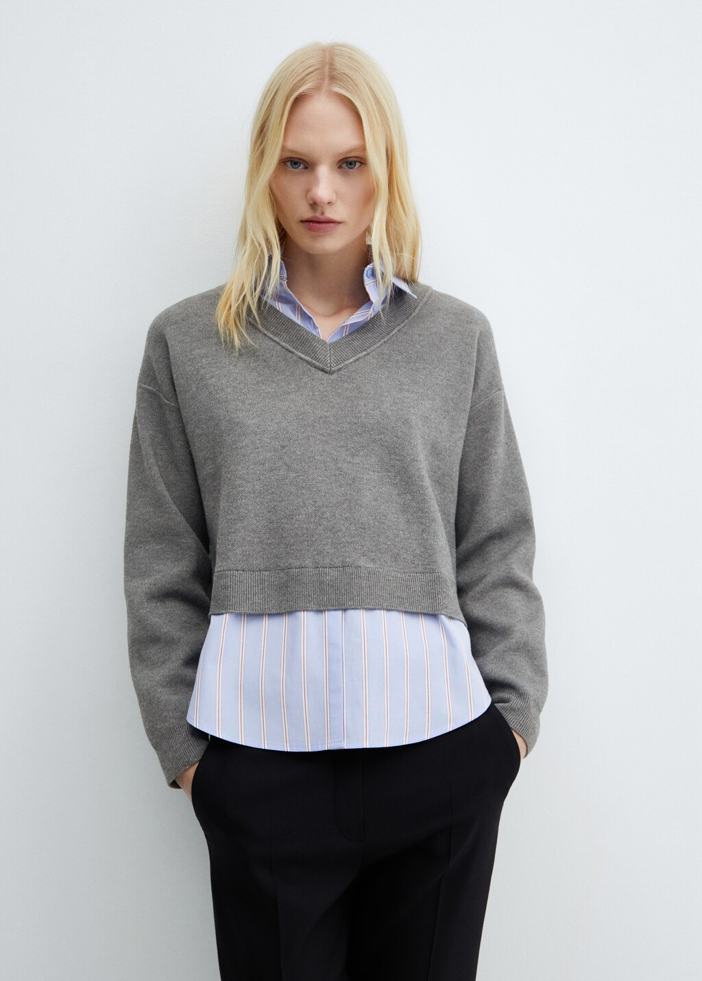 Combined shirt sweater - Women | MANGO OUTLET USA