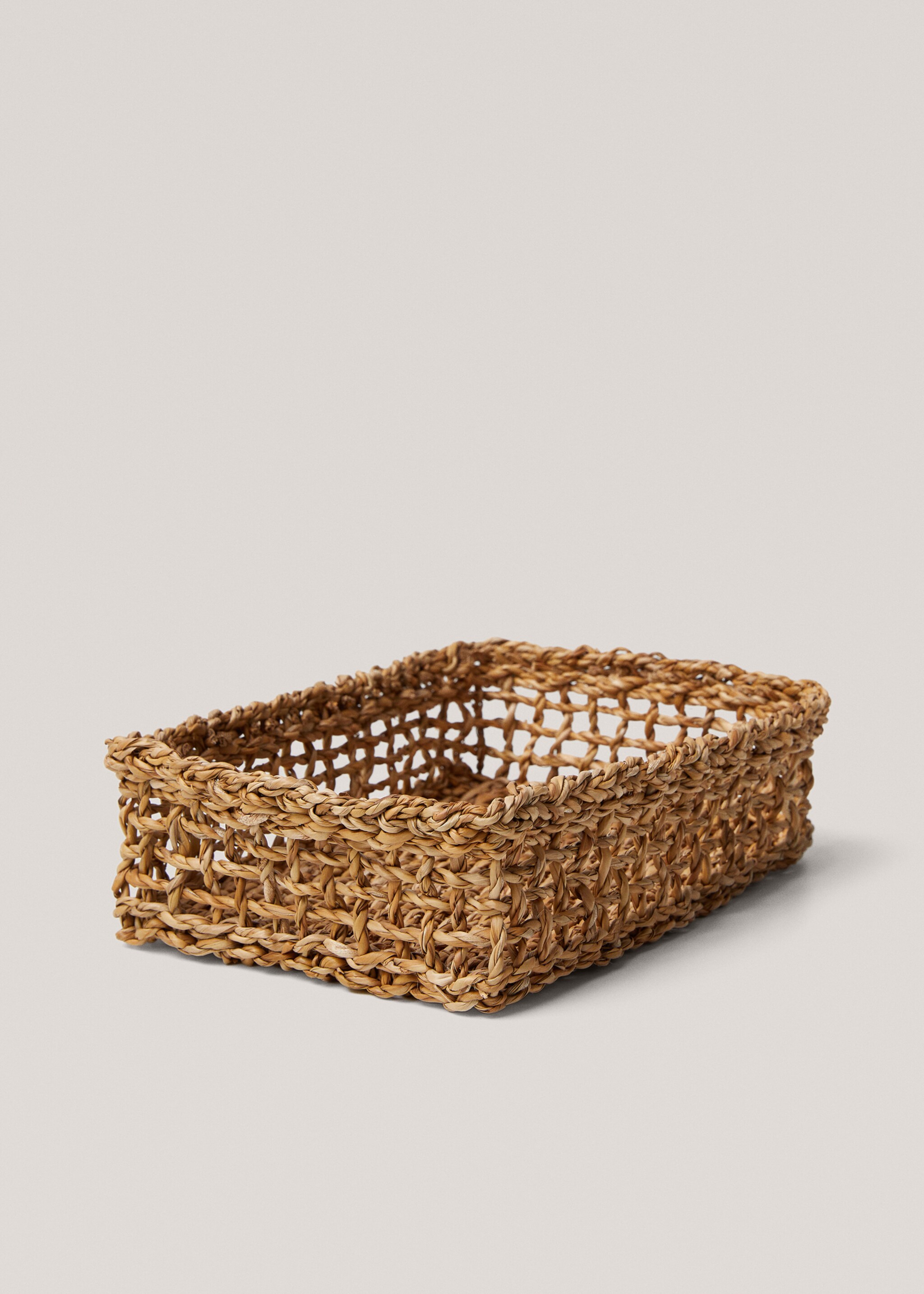 Cesta retangular de fibras naturais 22 x 30 cm - Pormenor do artigo 1, Castanho. Ref: 67094058-00.