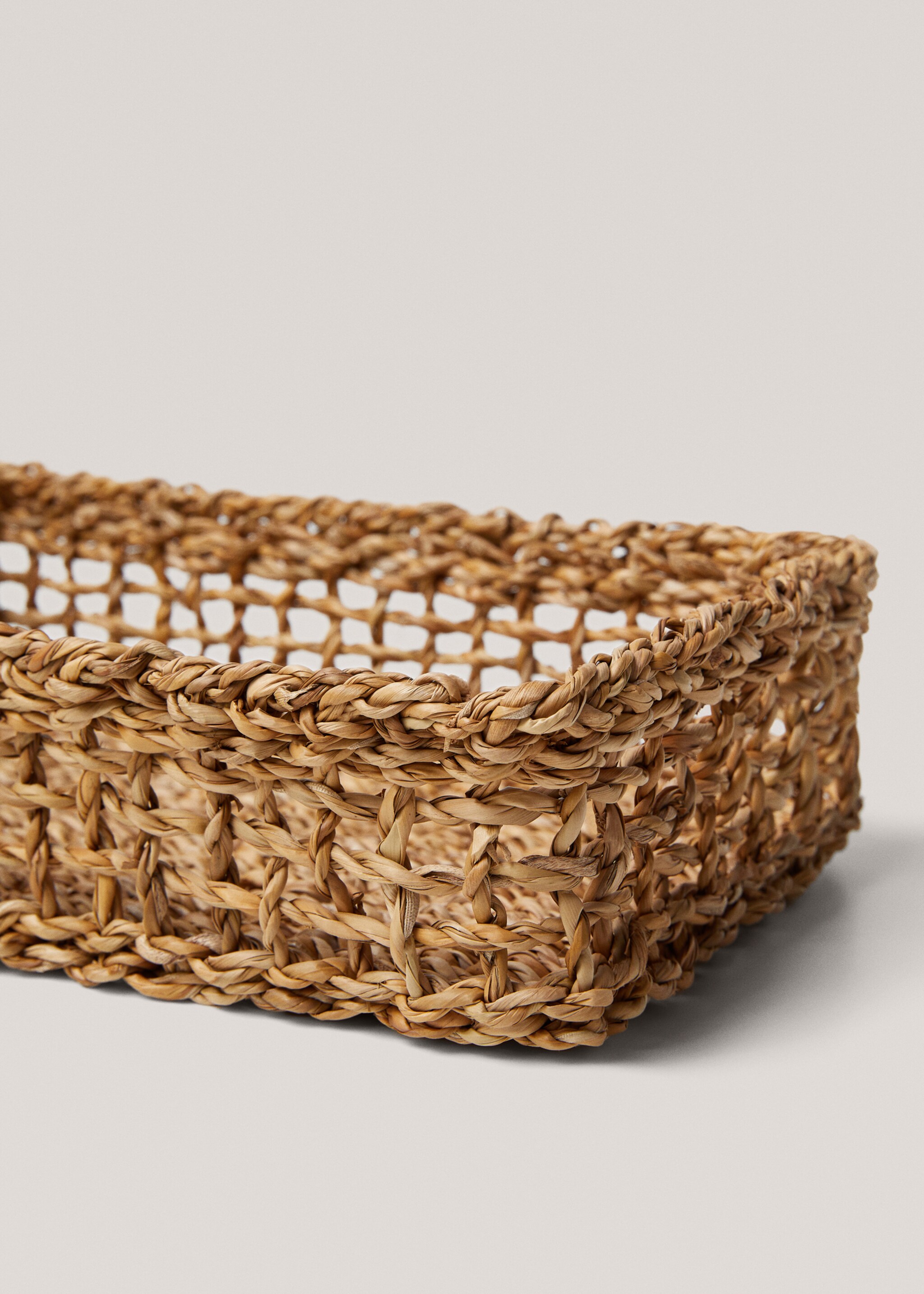 Cesta retangular de fibras naturais 22 x 30 cm - Pormenor do artigo 2, Castanho. Ref: 67094058-00.