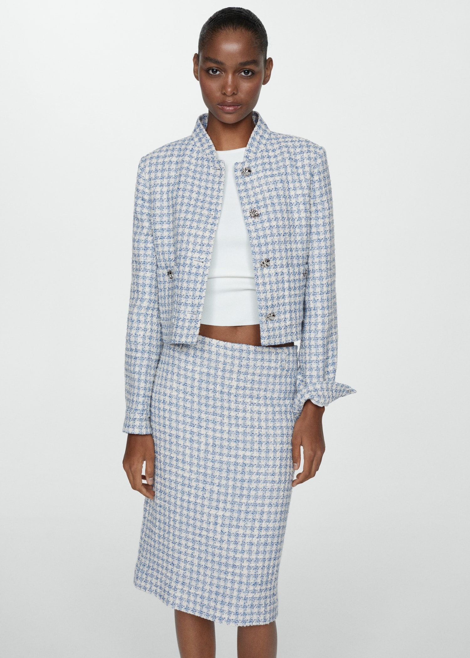 Tweed jacket with metal buttons Women MANGO OUTLET USA