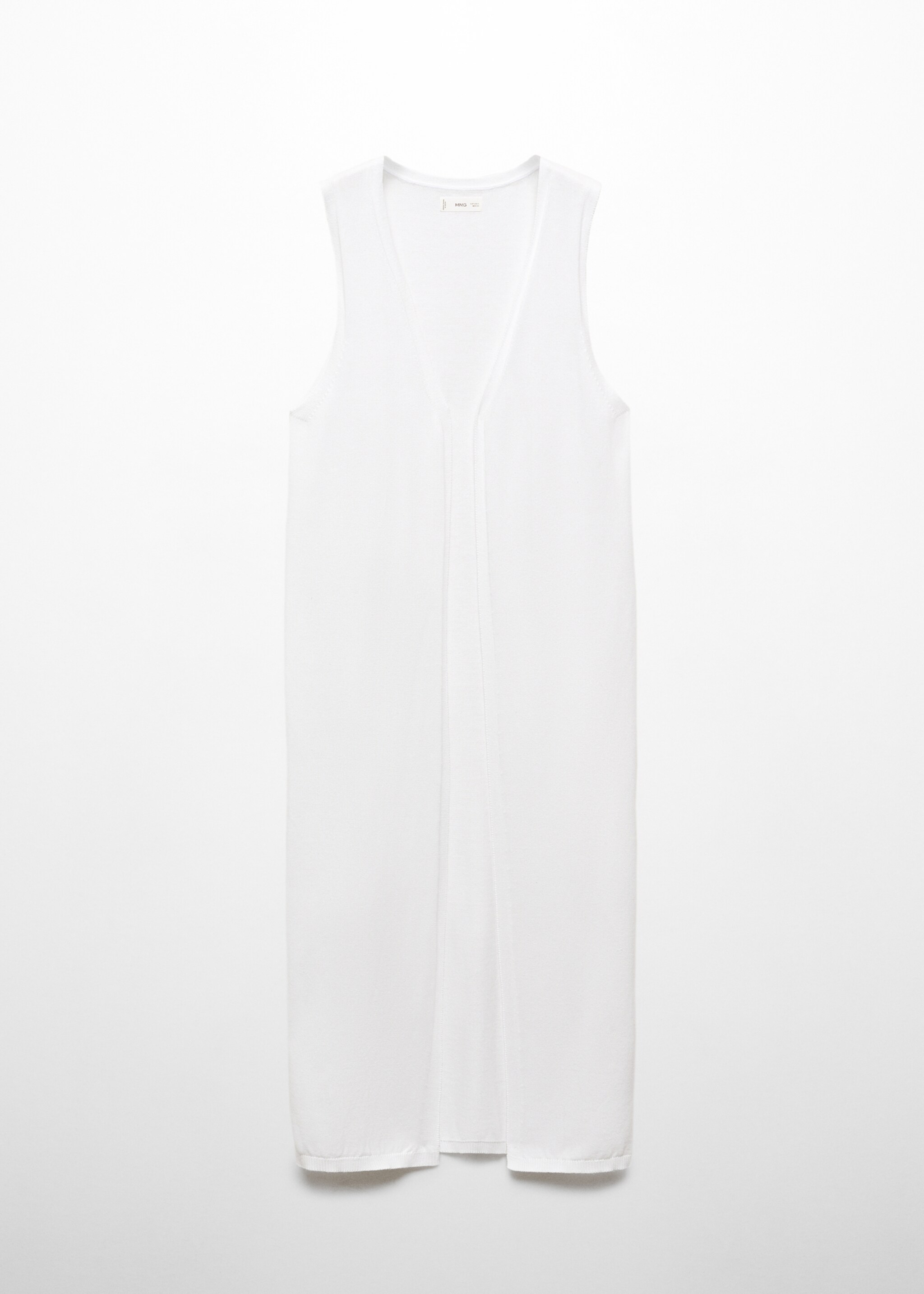 Lange Strickweste - Artikel ohne Model, Cremeweiß. Ref: 67094442-00.