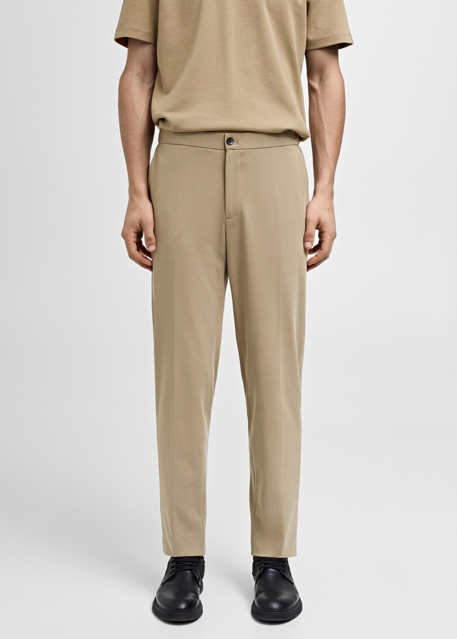 Slim-fit cotton suit trousers - Medium plane