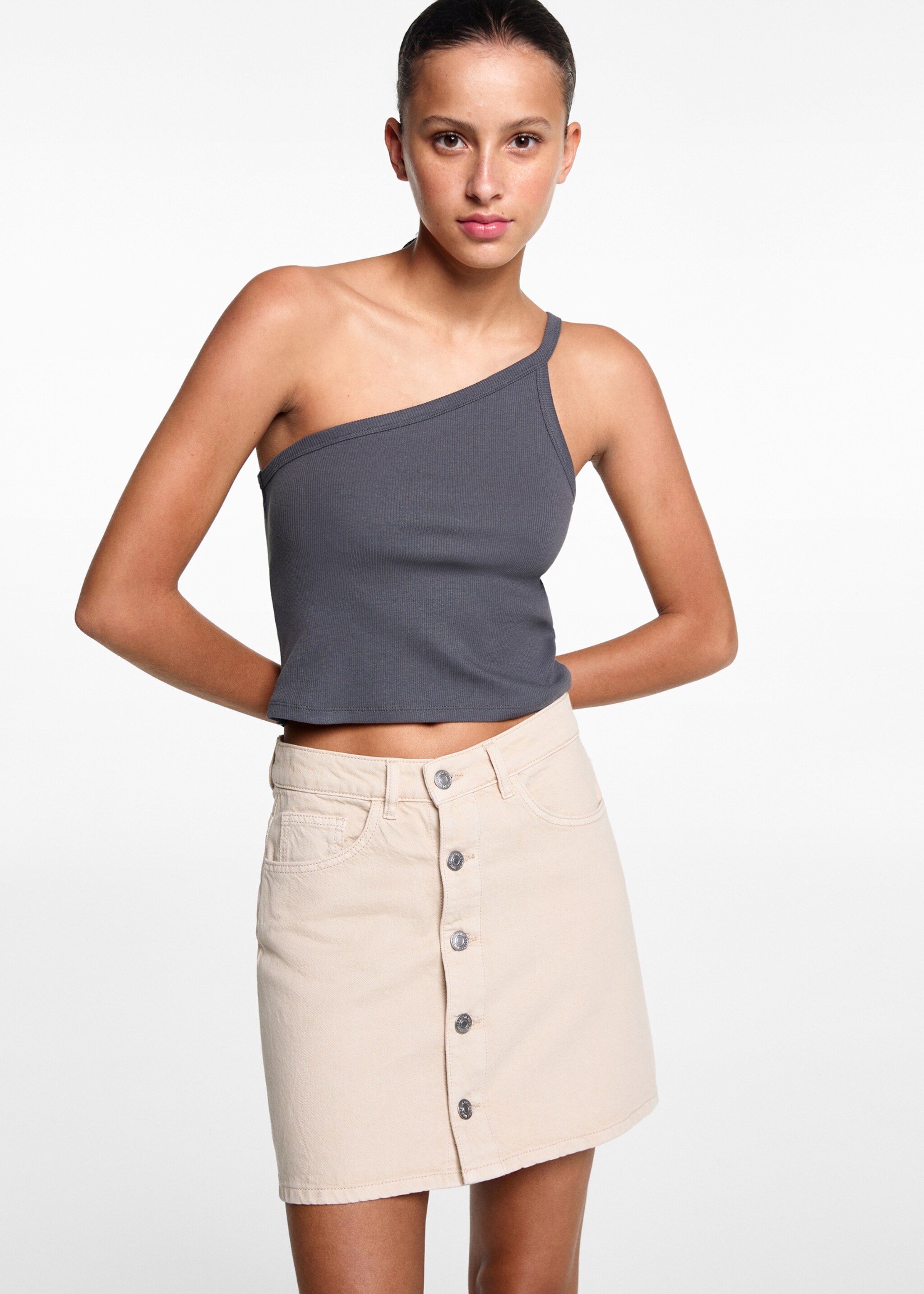 Knappkjol - Bild av mittparti, Beige. Ref: 67094463-00.