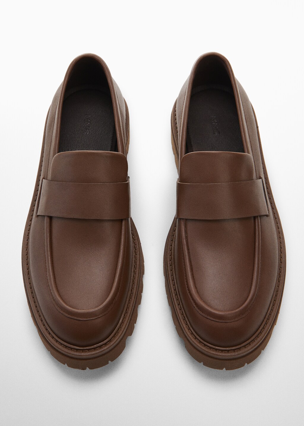 Leather moccasin with track sole Men MANGO OUTLET Finland