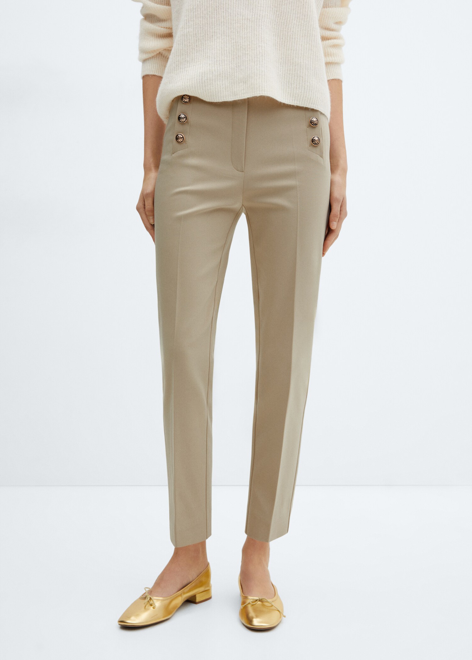 Pantalon crop boutonné - Plan moyen