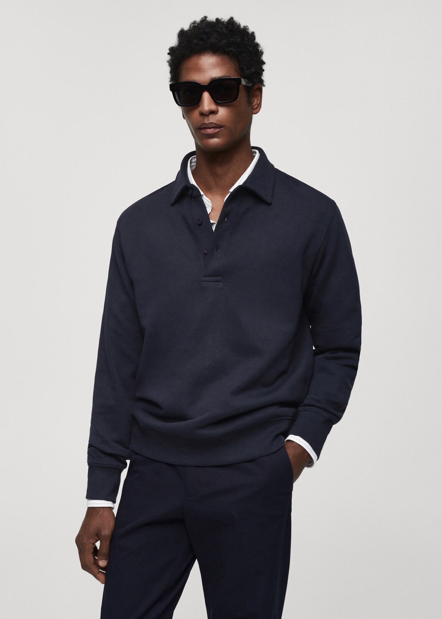 Cotton polo sweatshirt - Medium plane