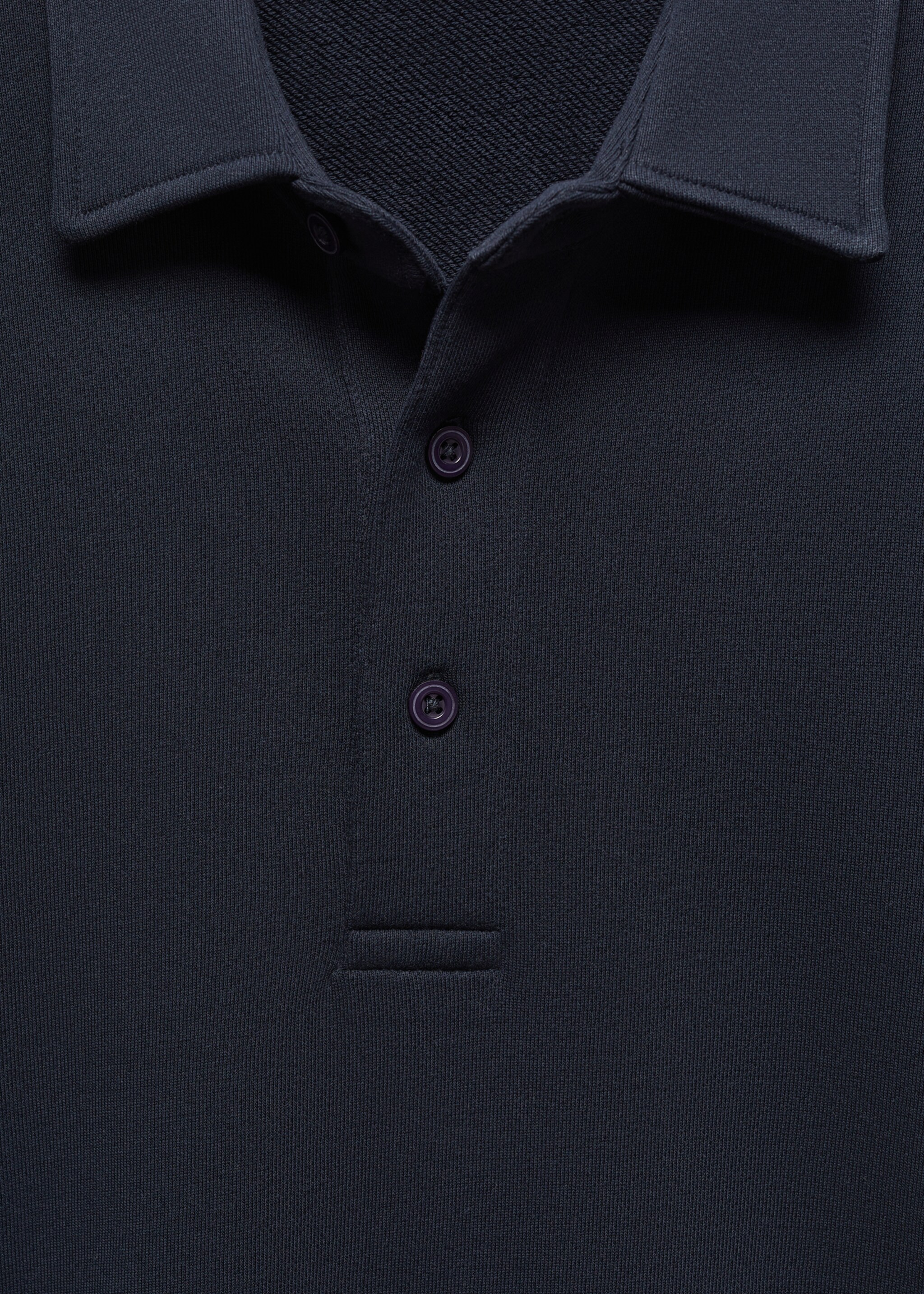 Cotton polo sweatshirt - Details of the article 8, Dark Navy. Ref: 67094479-00.