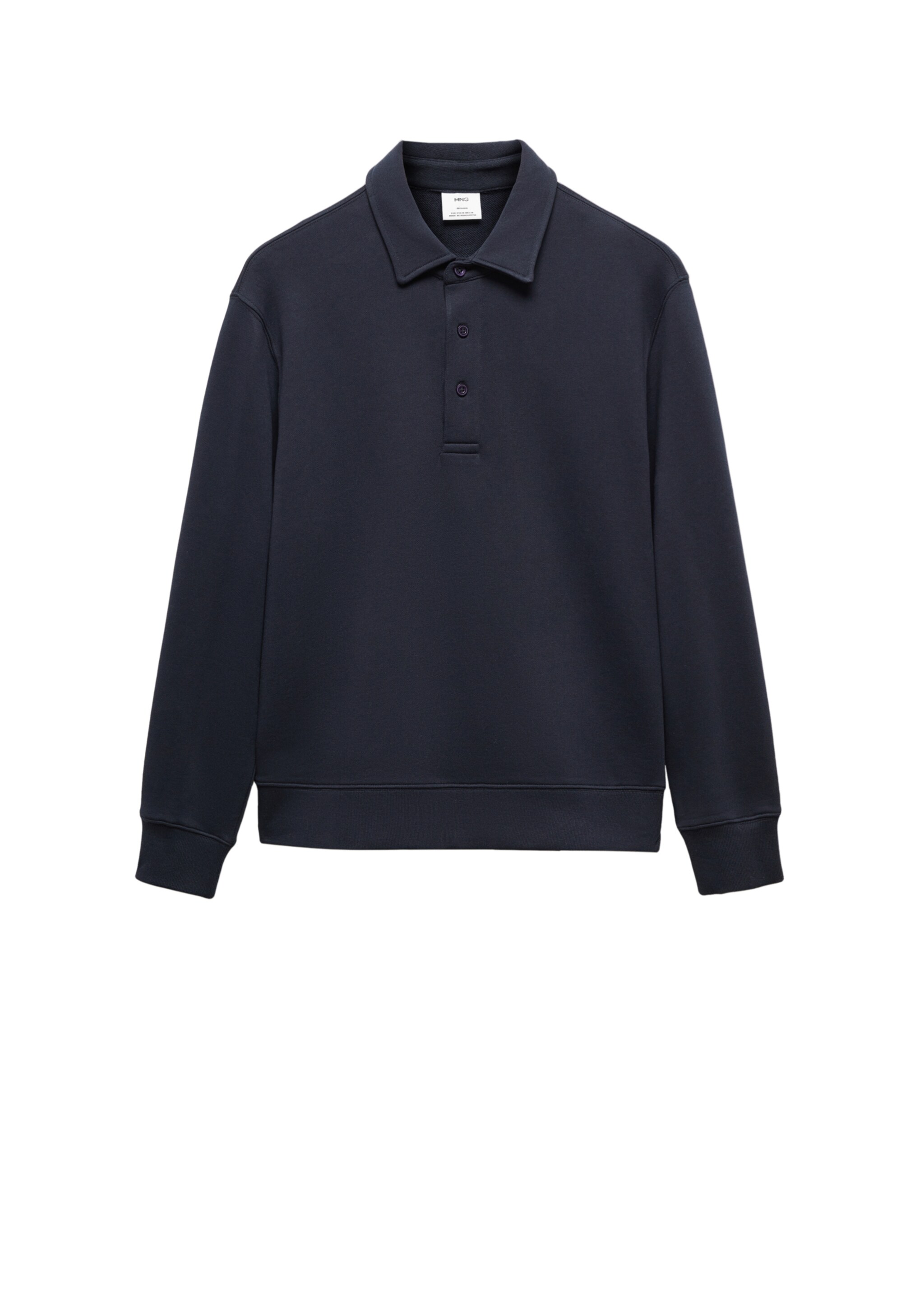 Cotton polo sweatshirt - Details of the article 9, Dark Navy. Ref: 67094479-00.