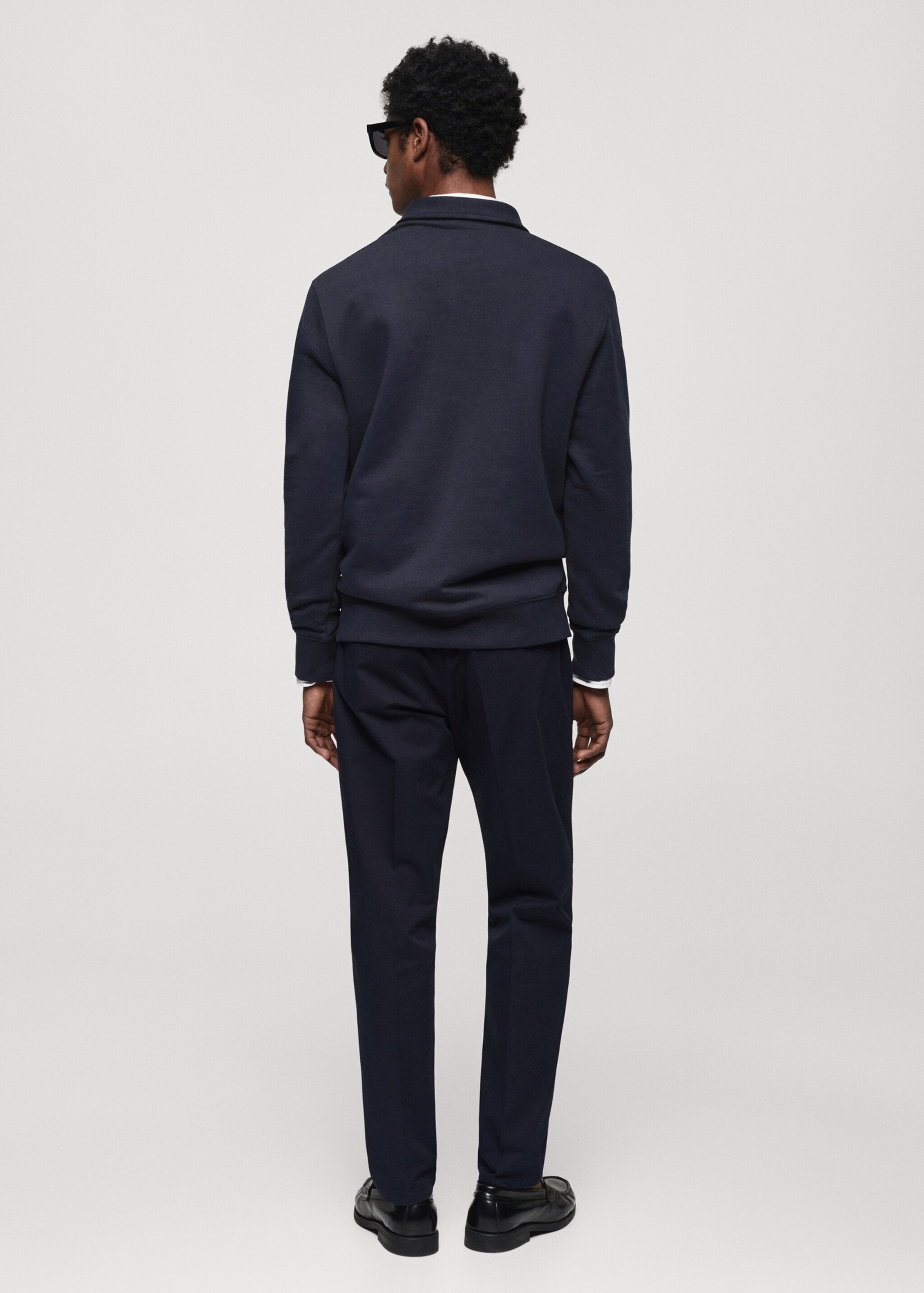 Cotton polo sweatshirt - Reverse of the article, Dark Navy. Ref: 67094479-00.