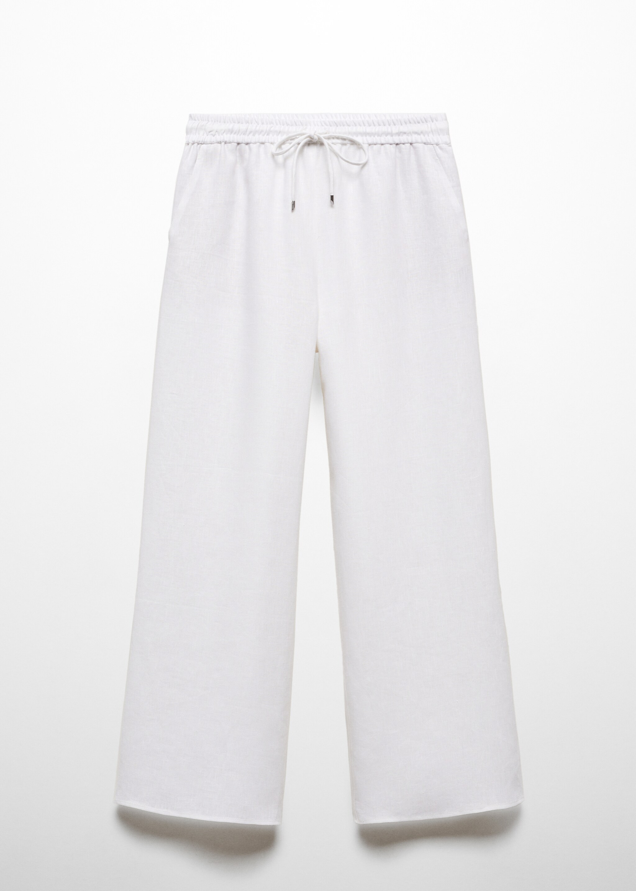 Linen-blend elastic waist trousers - Article without model