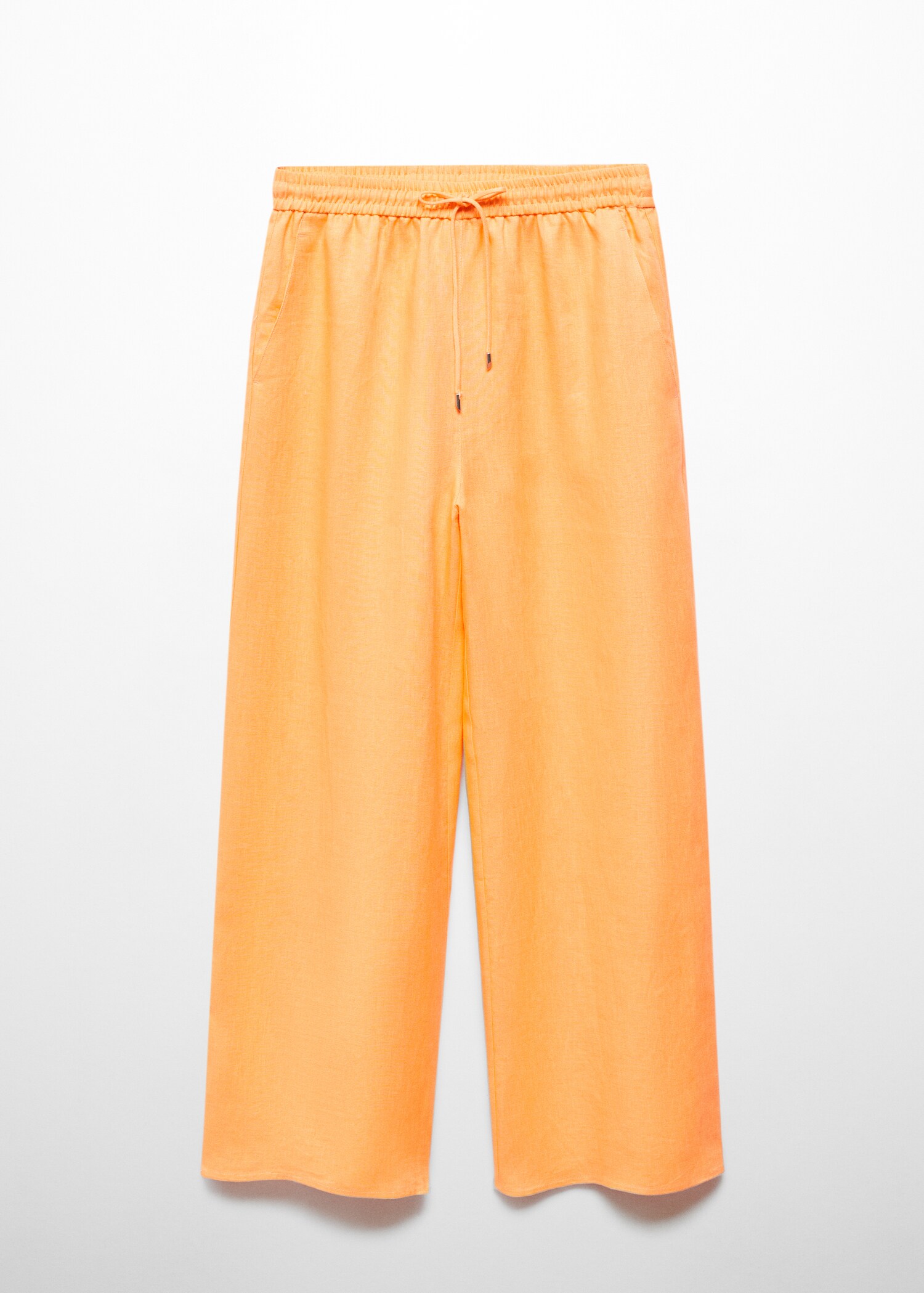 Linen-blend elastic waist trousers - Article without model
