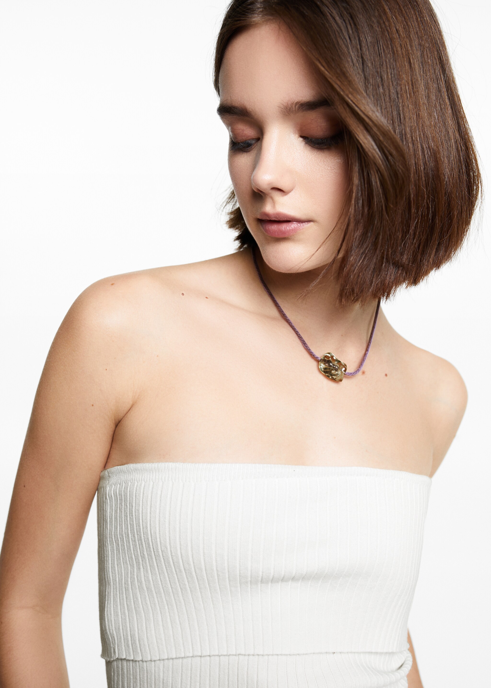 Strapless top - Details of the article 1, Ecru. Ref: 67095141-00.