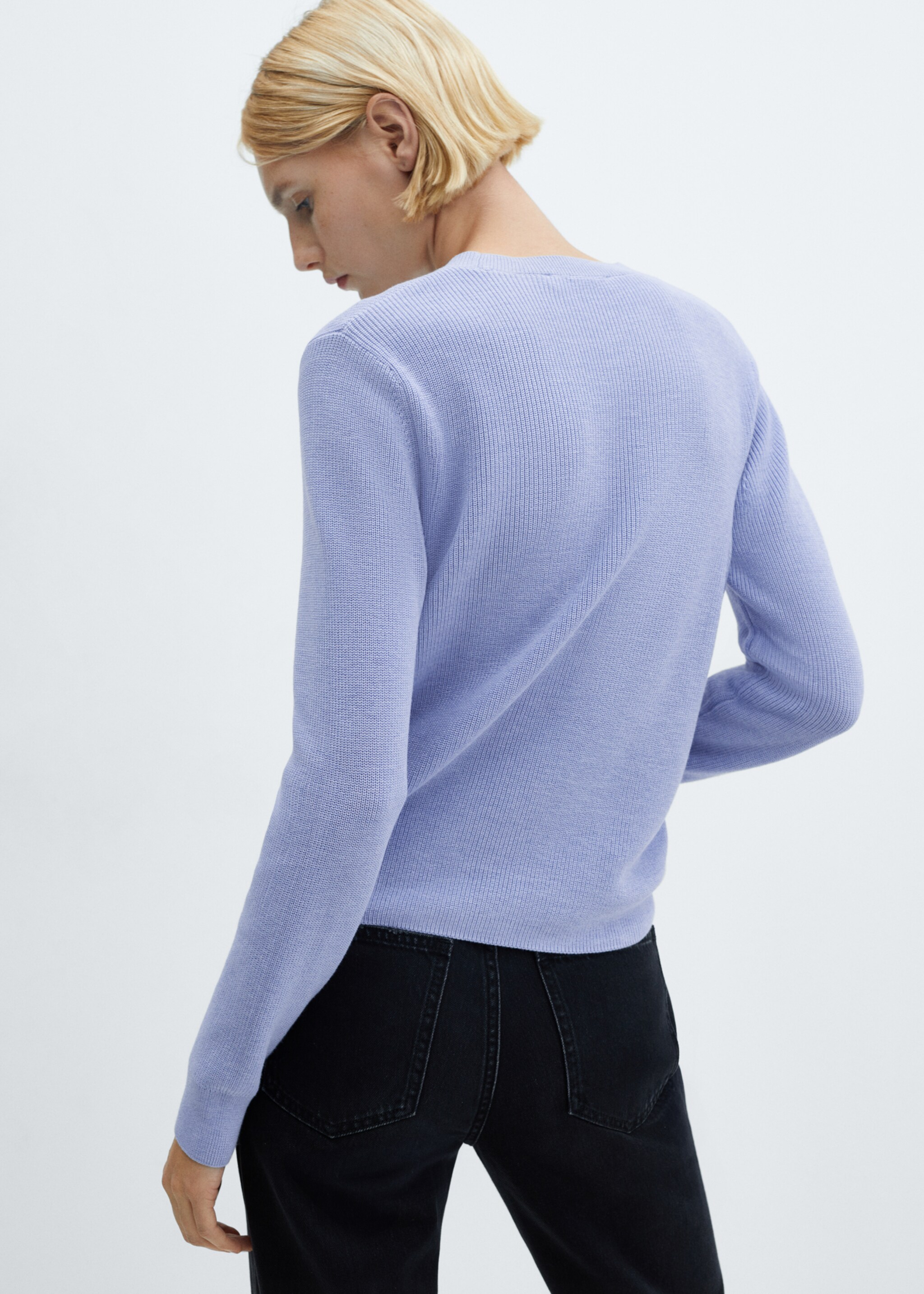 Round-neck knitted sweater - Reverse of the article