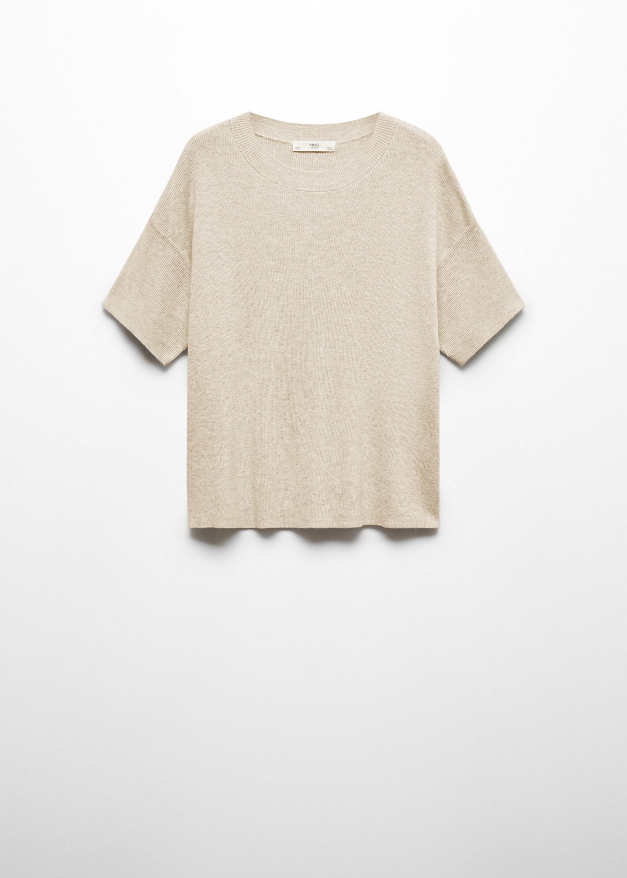 Cotton linen-blend knit t-shirt - Article without model, Beige. Ref: 67095989-00.