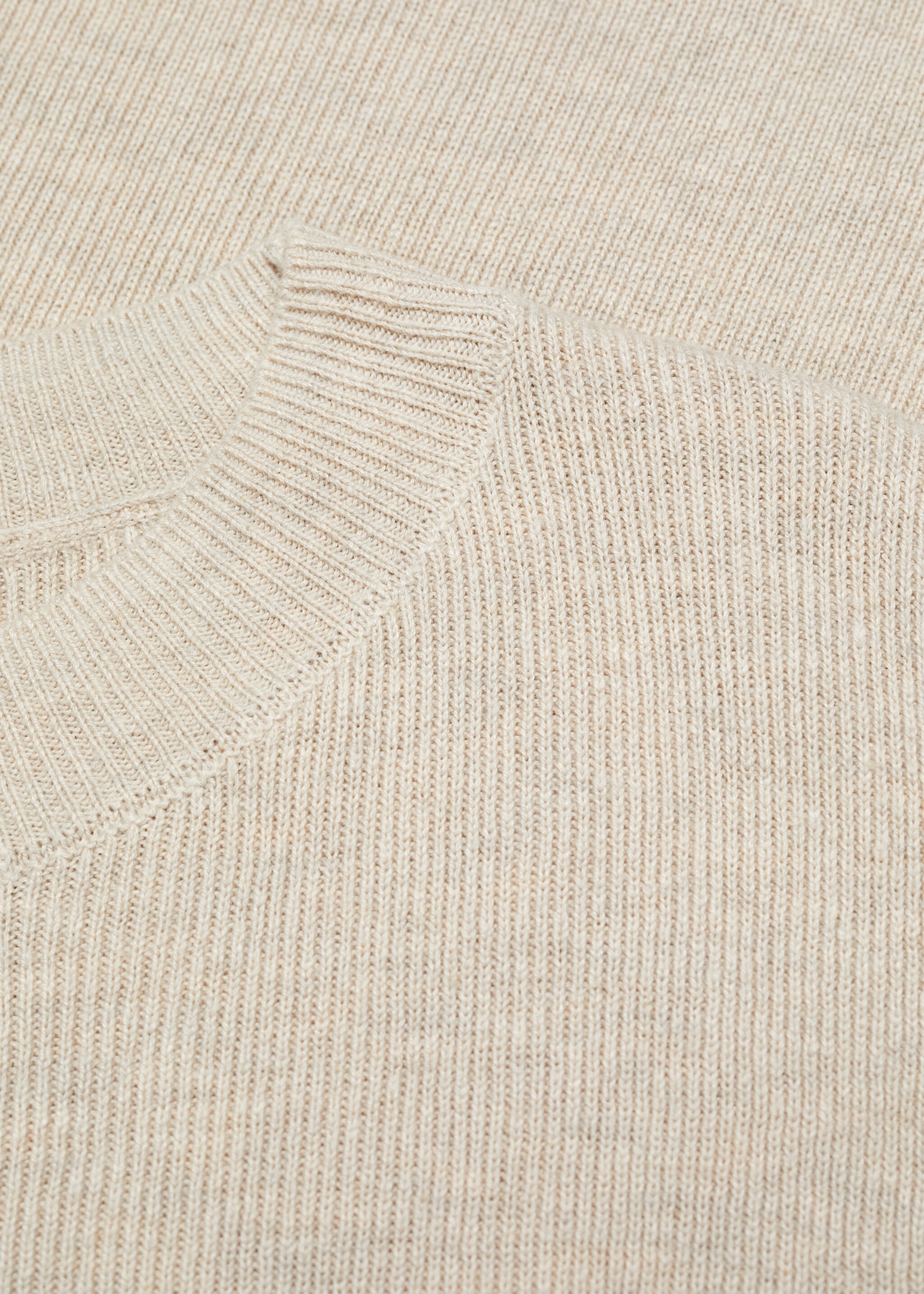 Cotton linen-blend knit t-shirt - Details of the article 8, Beige. Ref: 67095989-00.
