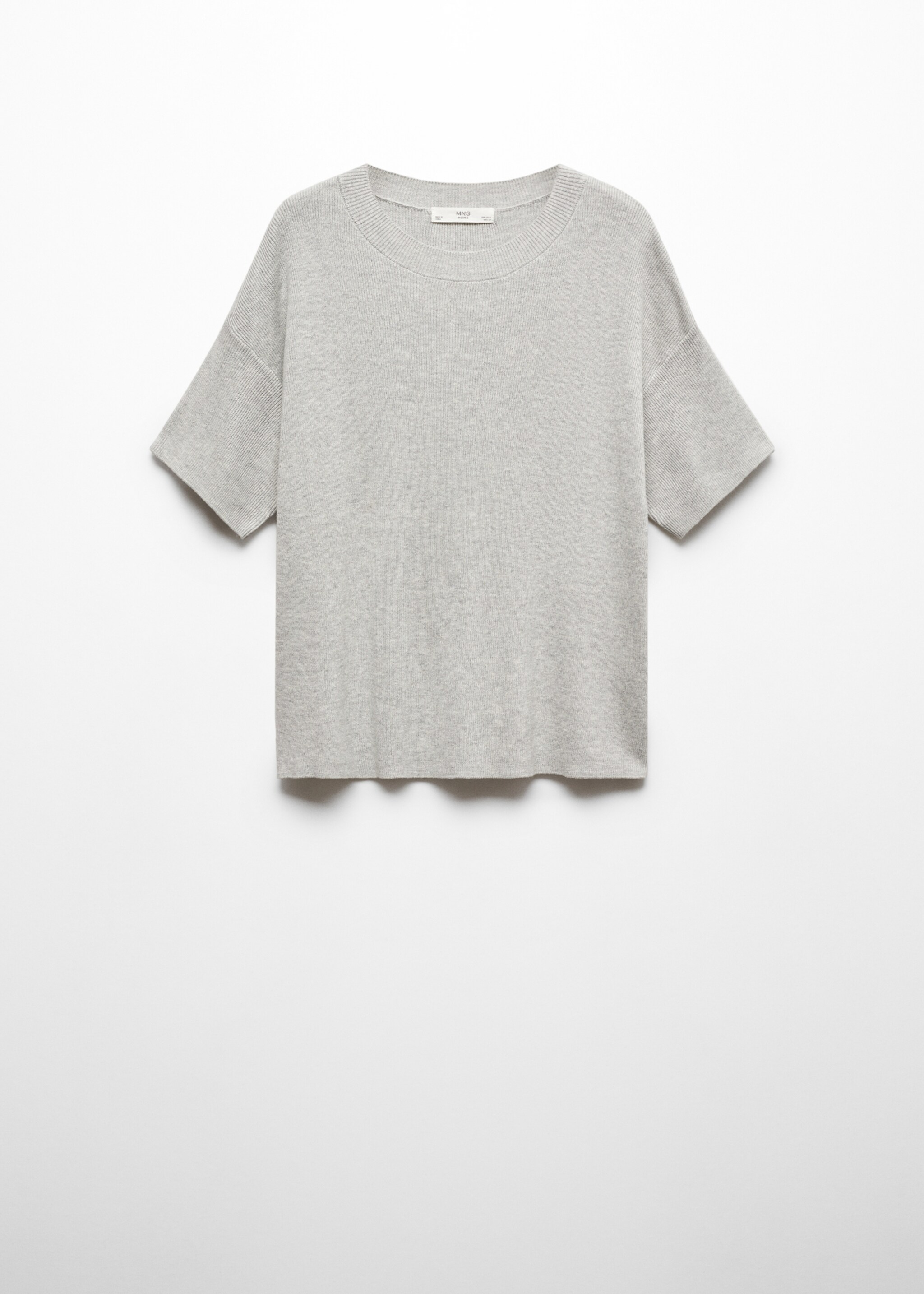 Cotton linen-blend knit t-shirt - Article without model, Light Heather Grey. Ref: 67095989-00.