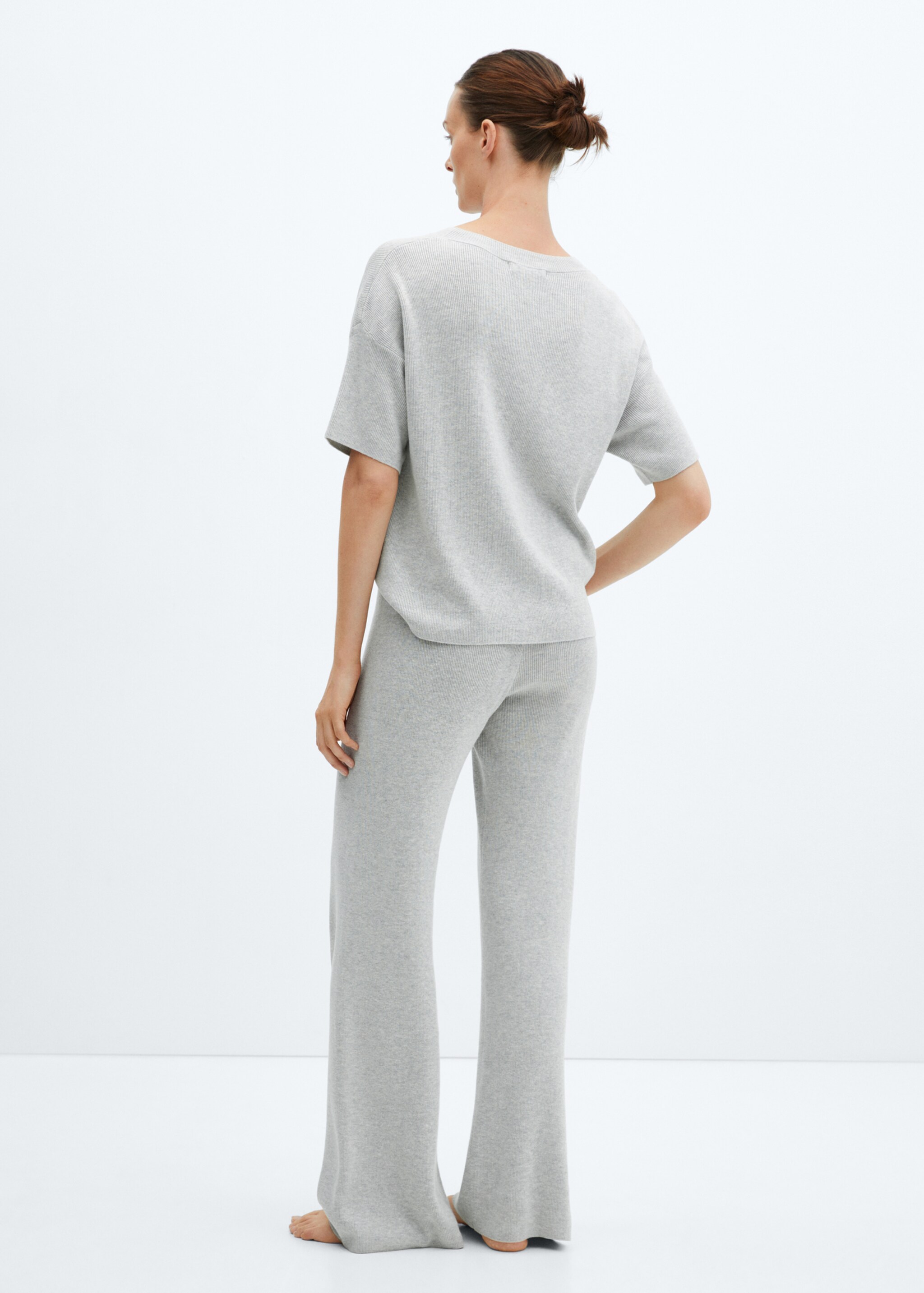 Cotton linen-blend knit t-shirt - Reverse of the article, Light Heather Grey. Ref: 67095989-00.