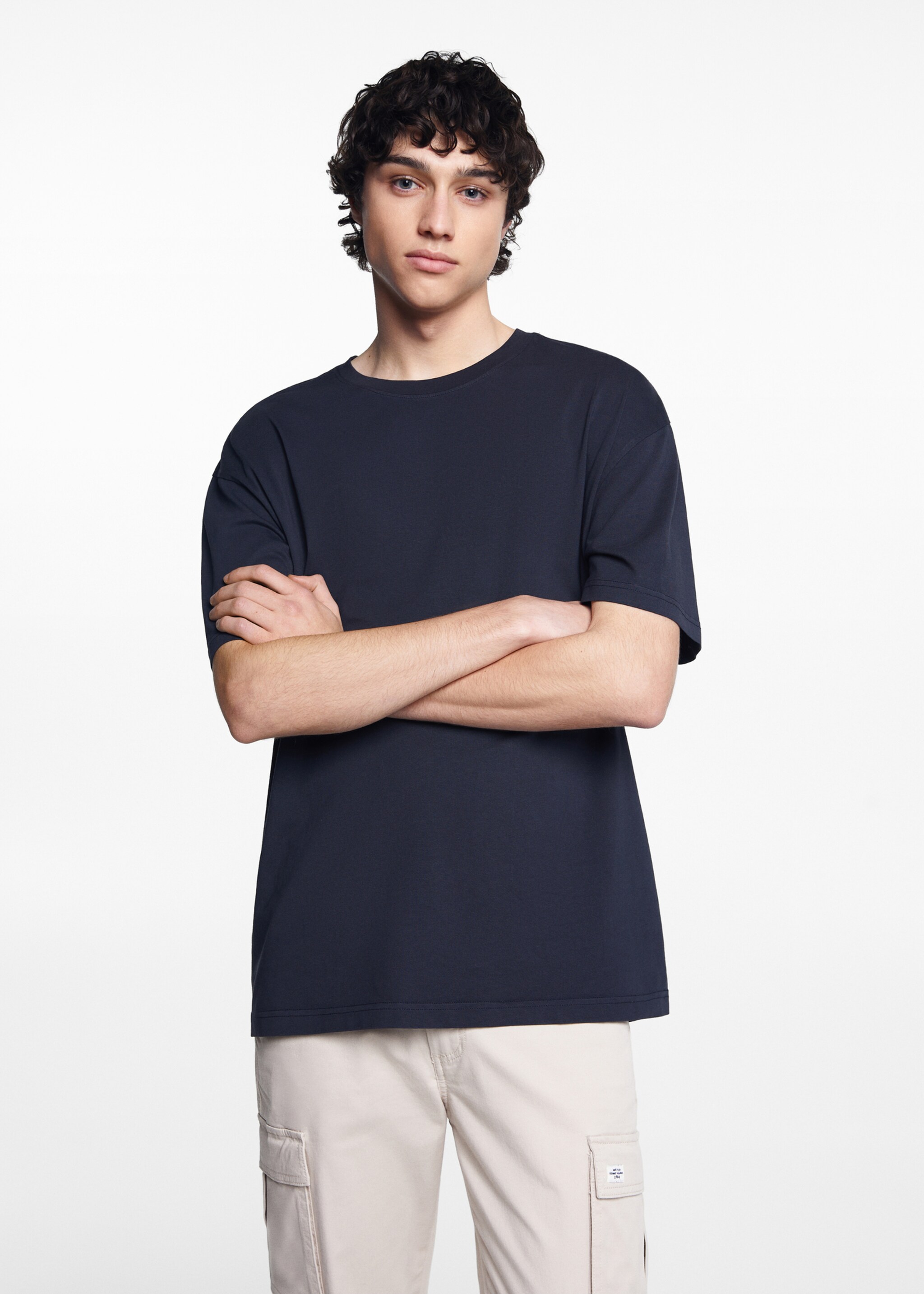 Camiseta básica algodón - Plano medio, Azul marino oscuro. Ref: 67095995-00.