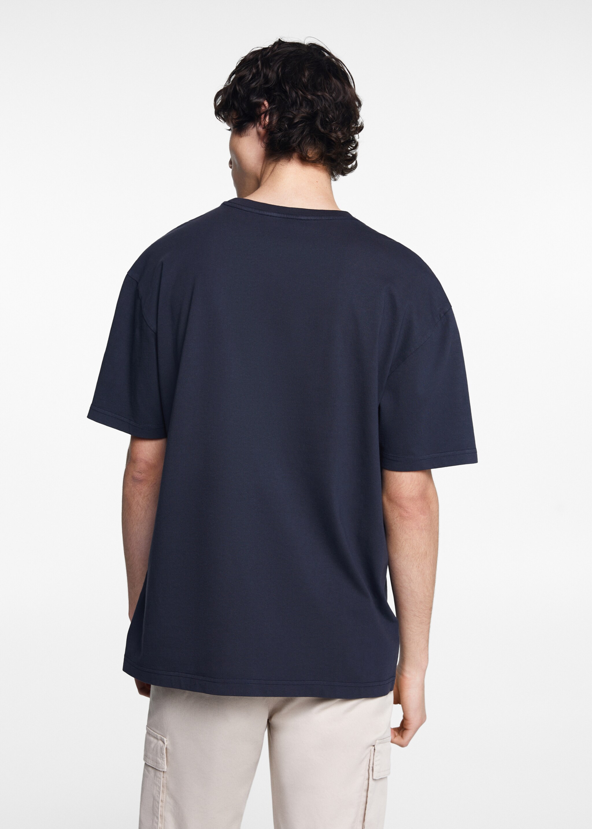 Camiseta básica algodón - Reverso del artículo, Azul marino oscuro. Ref: 67095995-00.