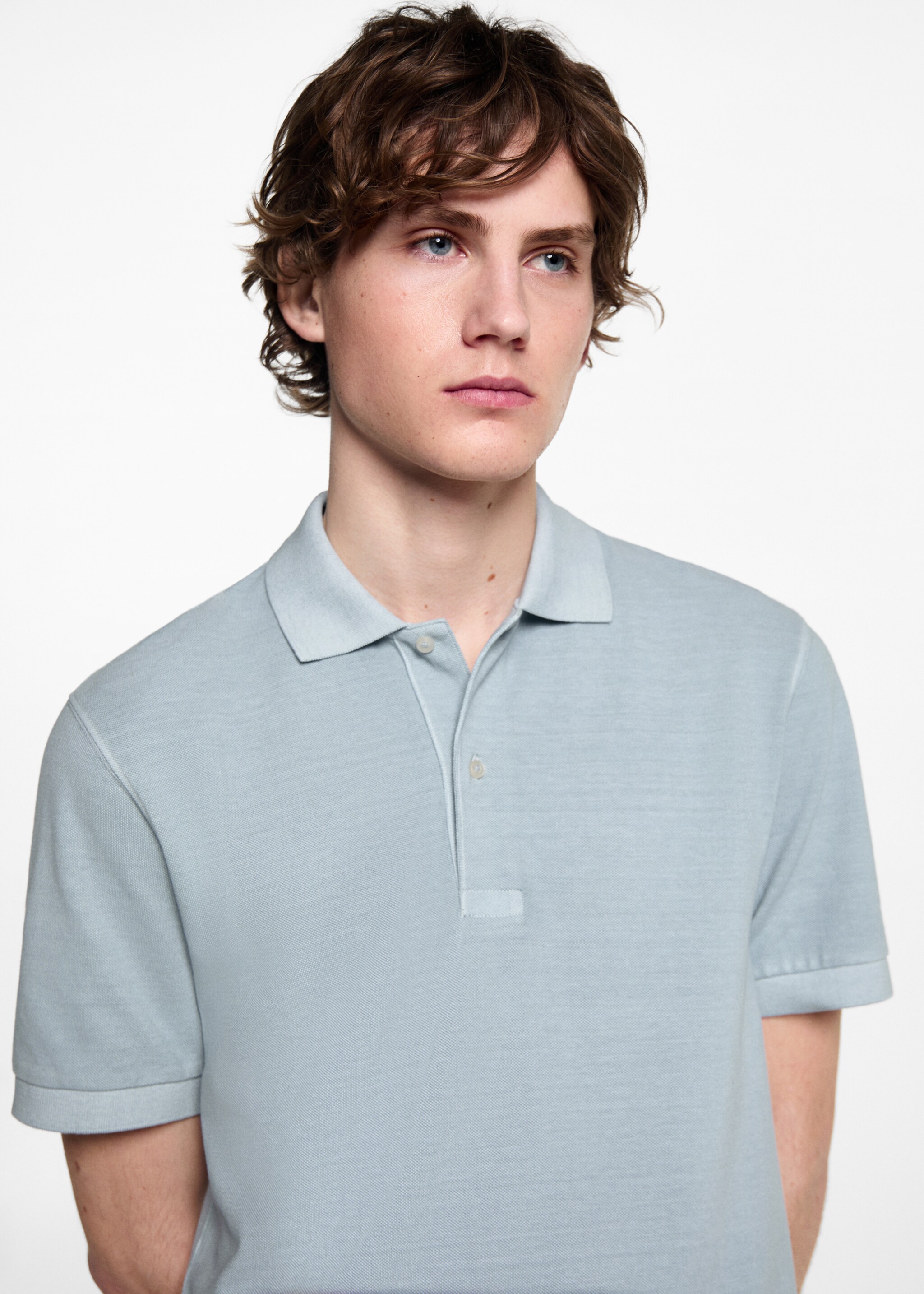 Polo manches courtes coton - Détail de l'article 1, Bleu. Ref: 67096010-00.