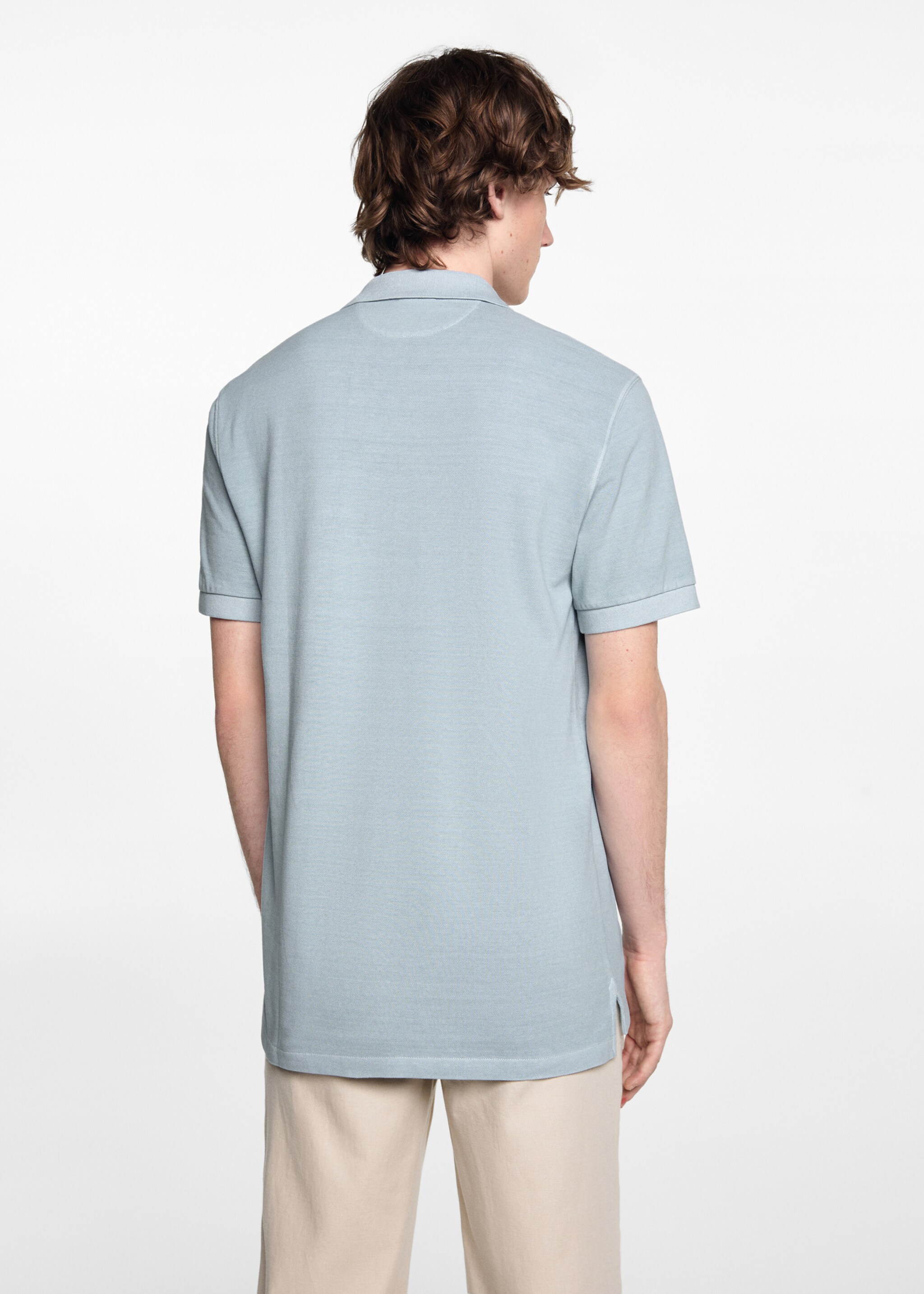 Polo manches courtes coton - Verso de l’article, Bleu. Ref: 67096010-00.