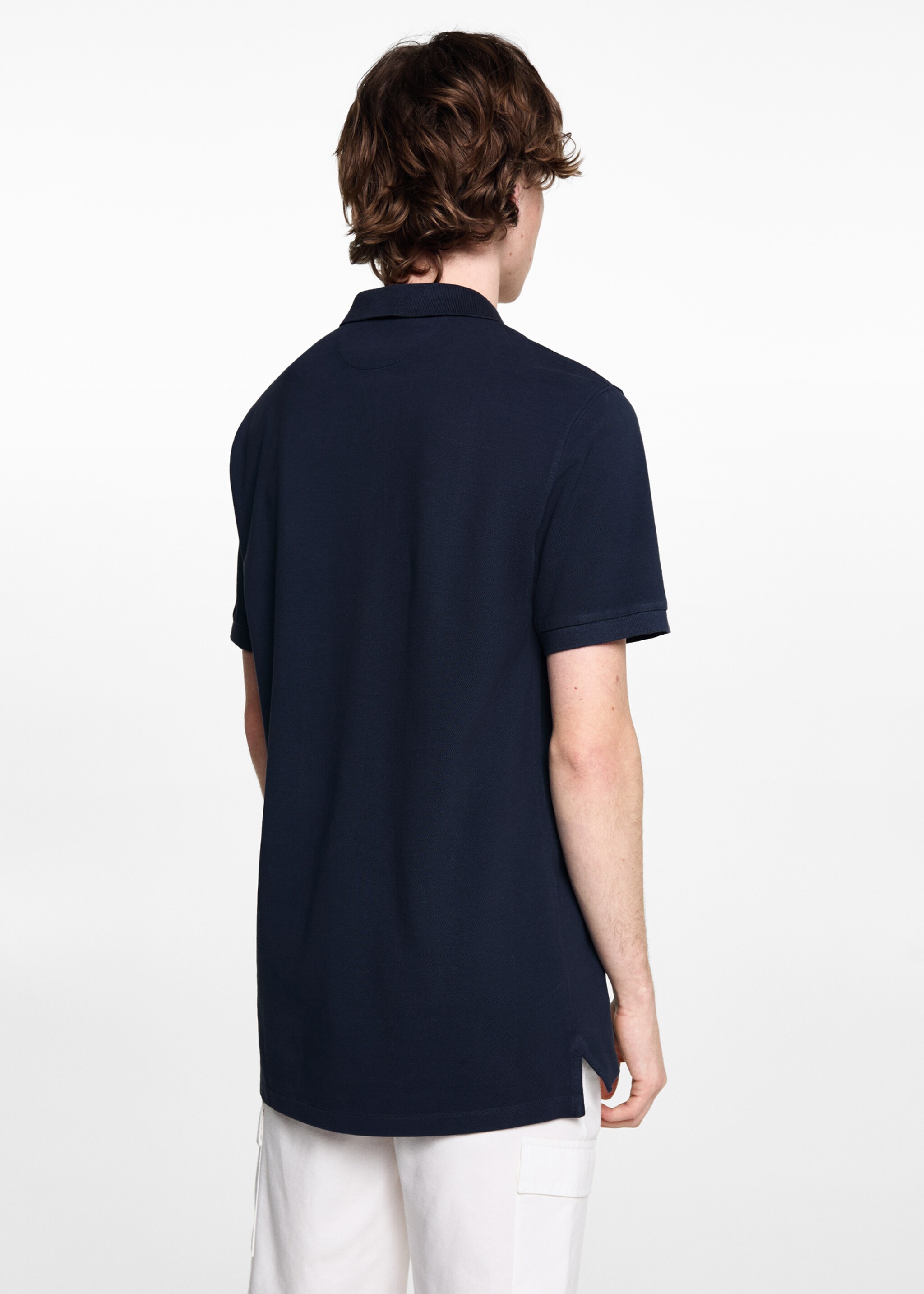 Polo manches courtes coton - Verso de l’article, Bleu marine. Ref: 67096010-00.