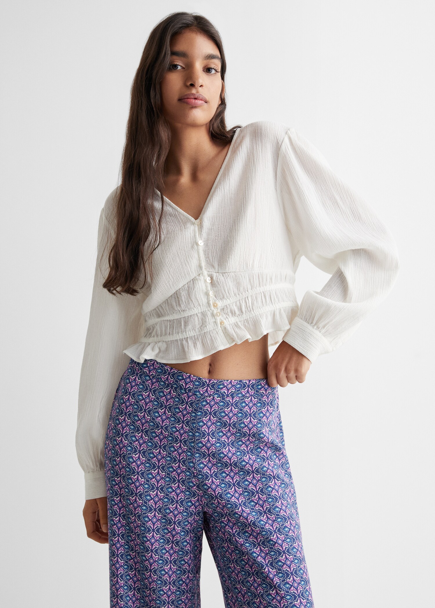 Printed straight trousers - Medium plane