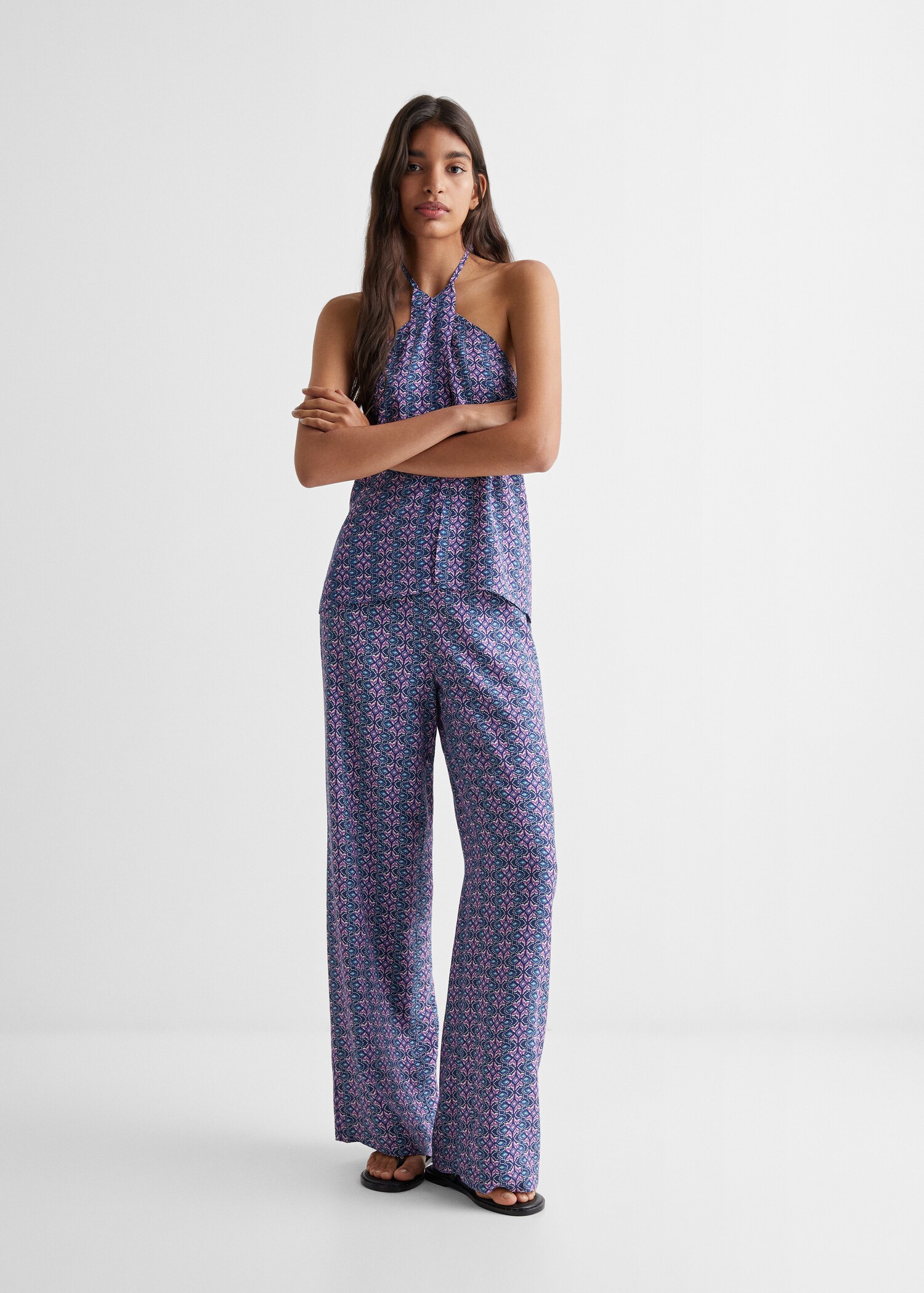 Printed straight trousers - Details of the article 2