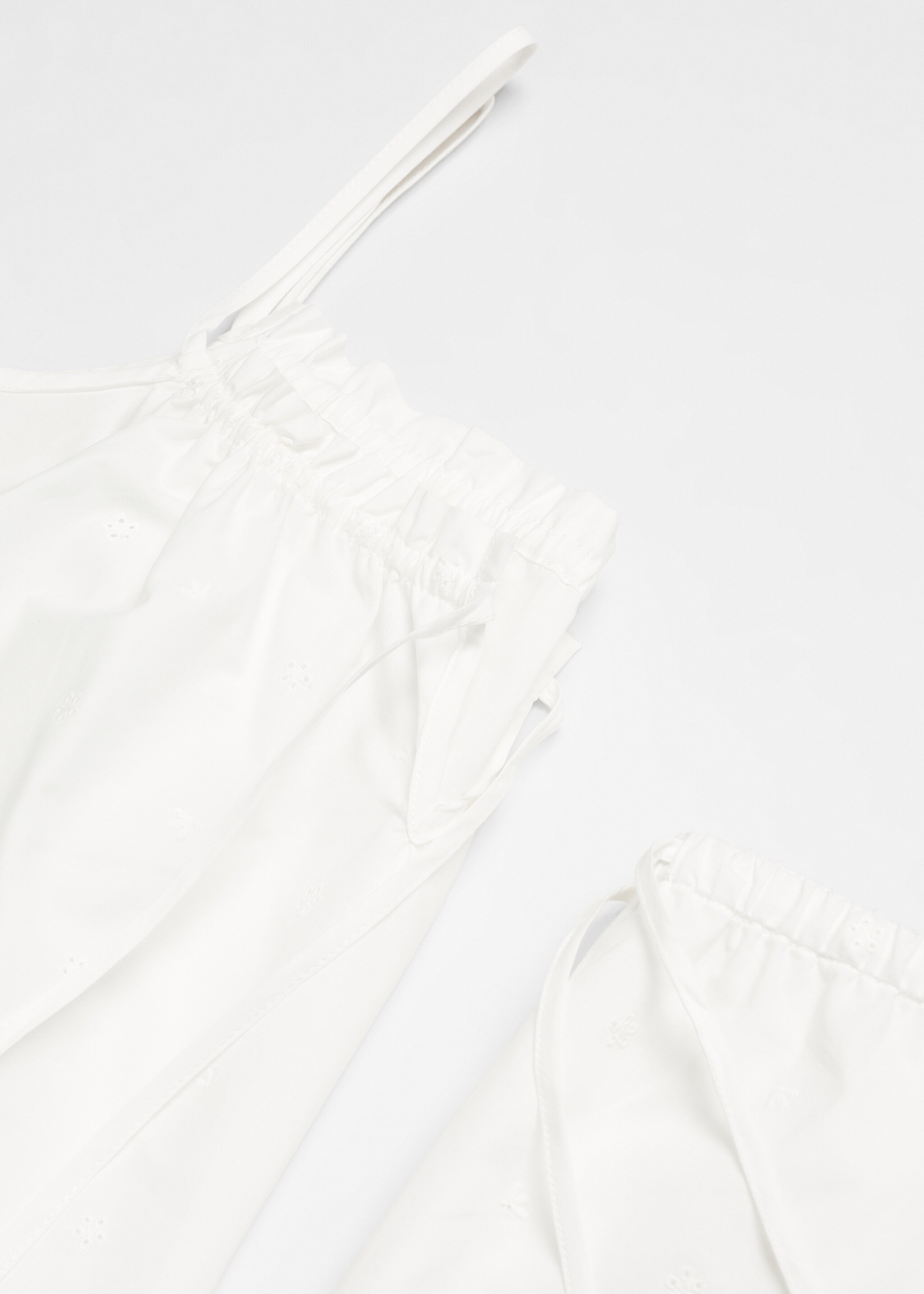 Cotton pyjama shorts with openwork details - Details of the article 8