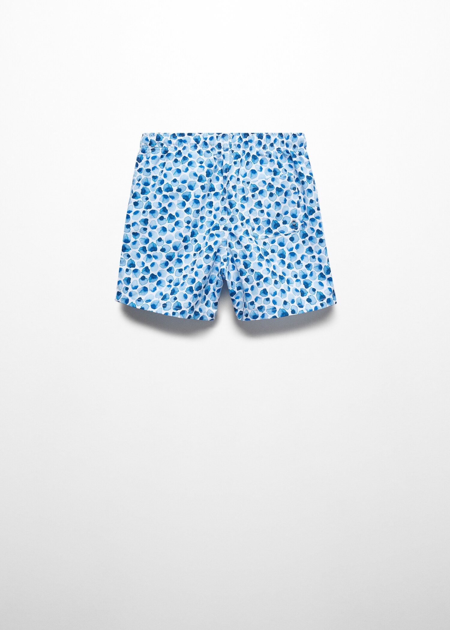 Gemusterte Badeshorts mit Kordelzug - Rückseite des Artikels