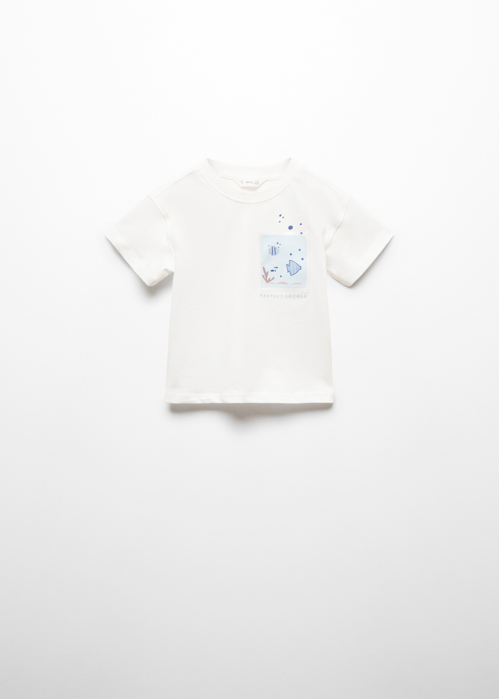 Printed pocket T-shirt - Article without model, Off White. Ref: 67096049-00.