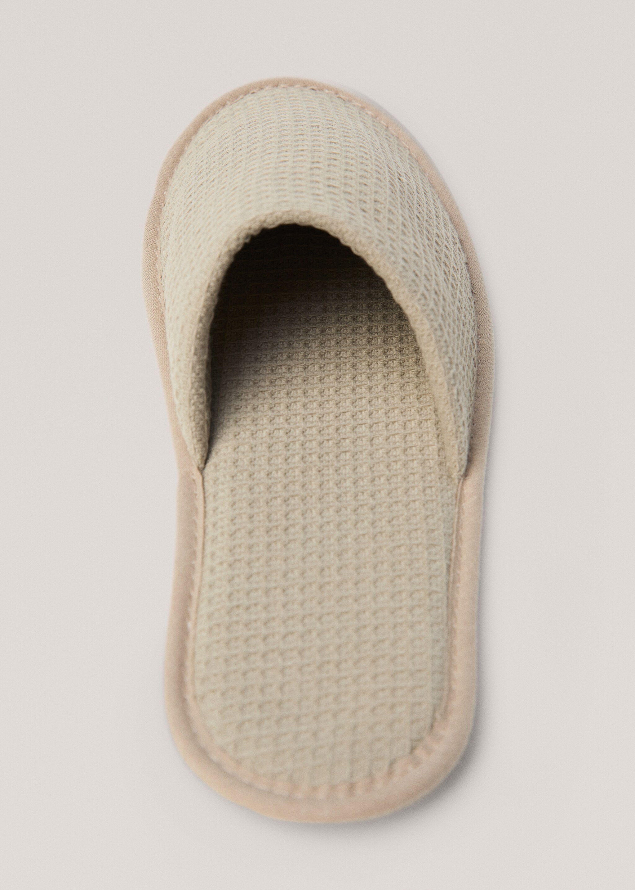 Waffle cotton slippers - Details of the article 2, Green. Ref: 67096052-00.
