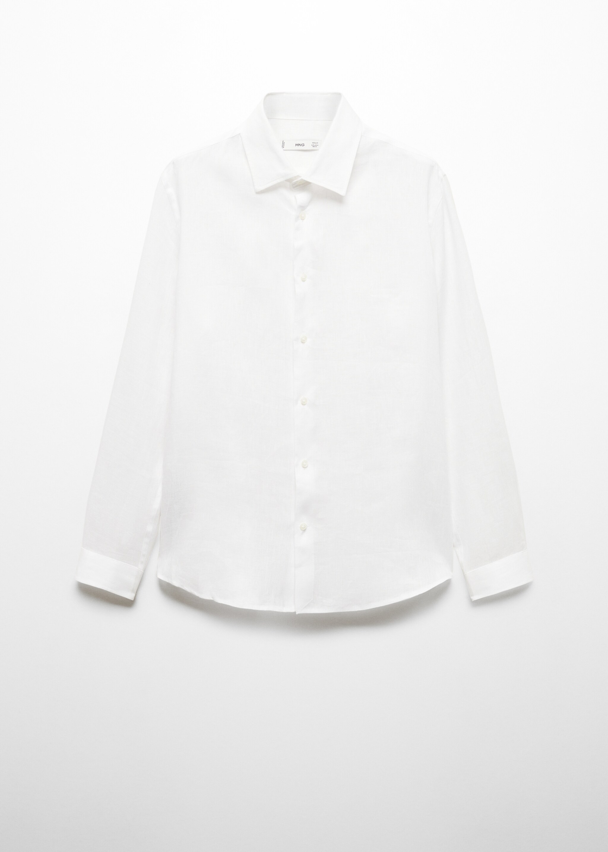 Regular-fit 100% linen shirt - Article without model, White. Ref: 67096311-00.