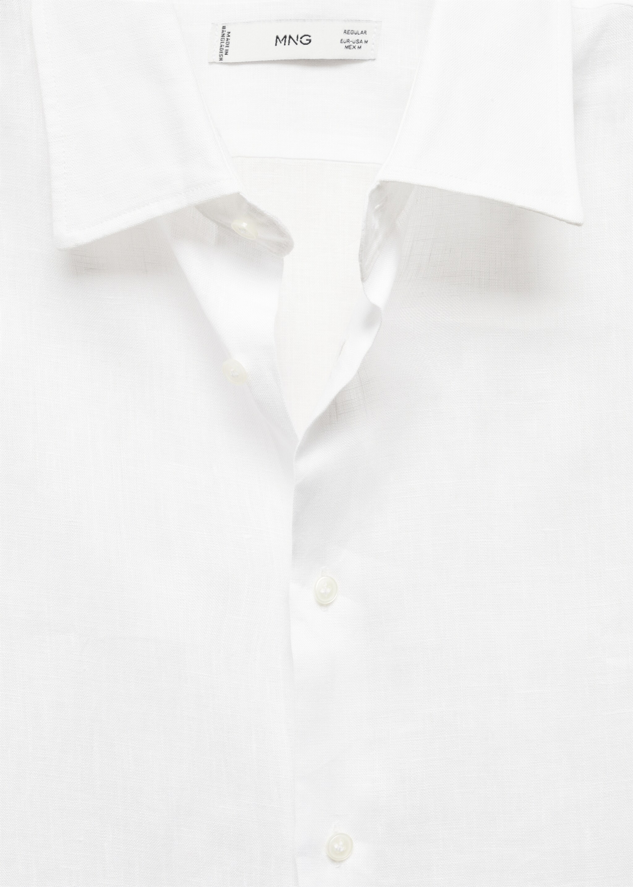 Regular-fit 100% linen shirt - Details of the article 8, White. Ref: 67096311-00.
