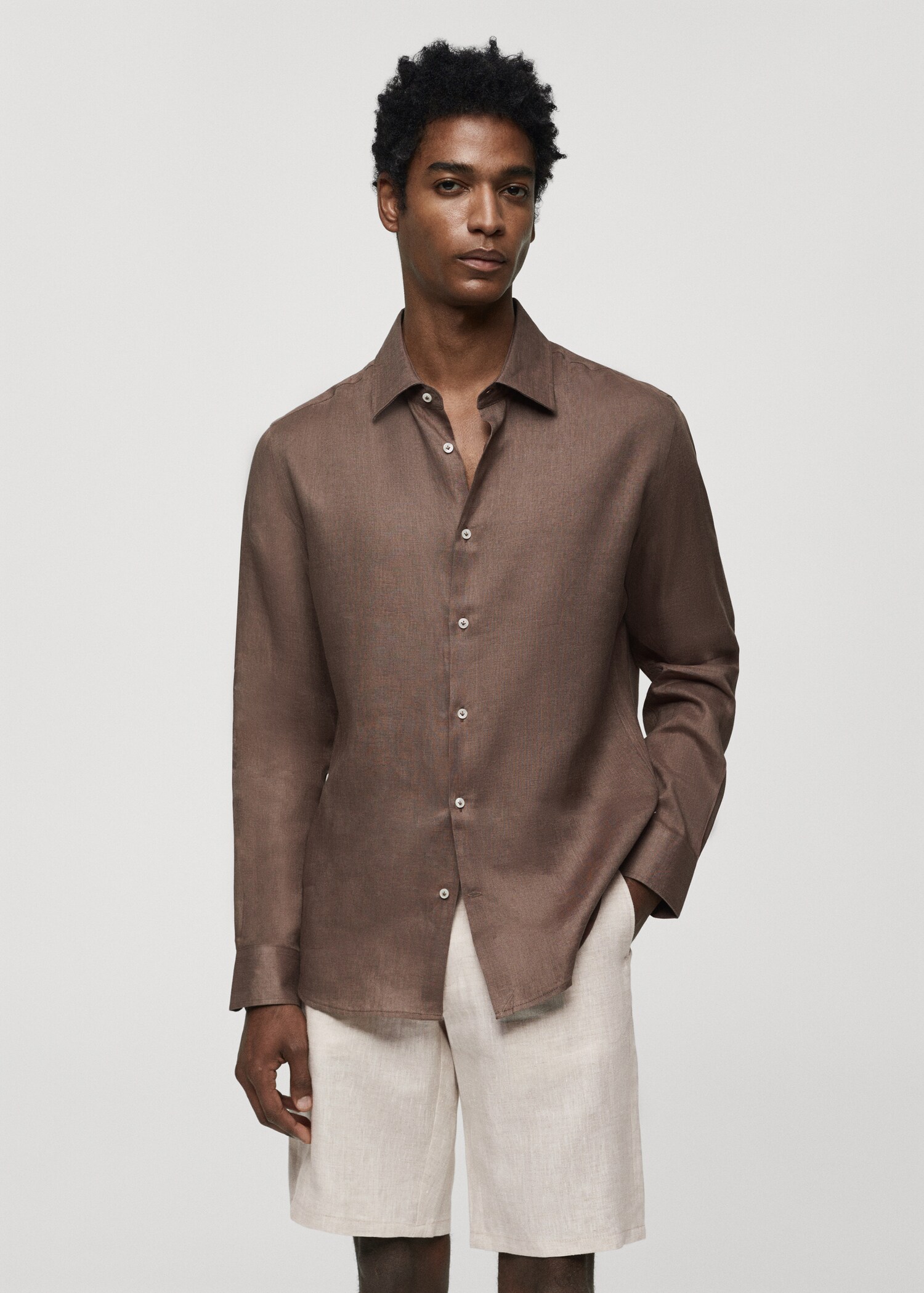 Regular-fit 100% linen shirt - Medium plane