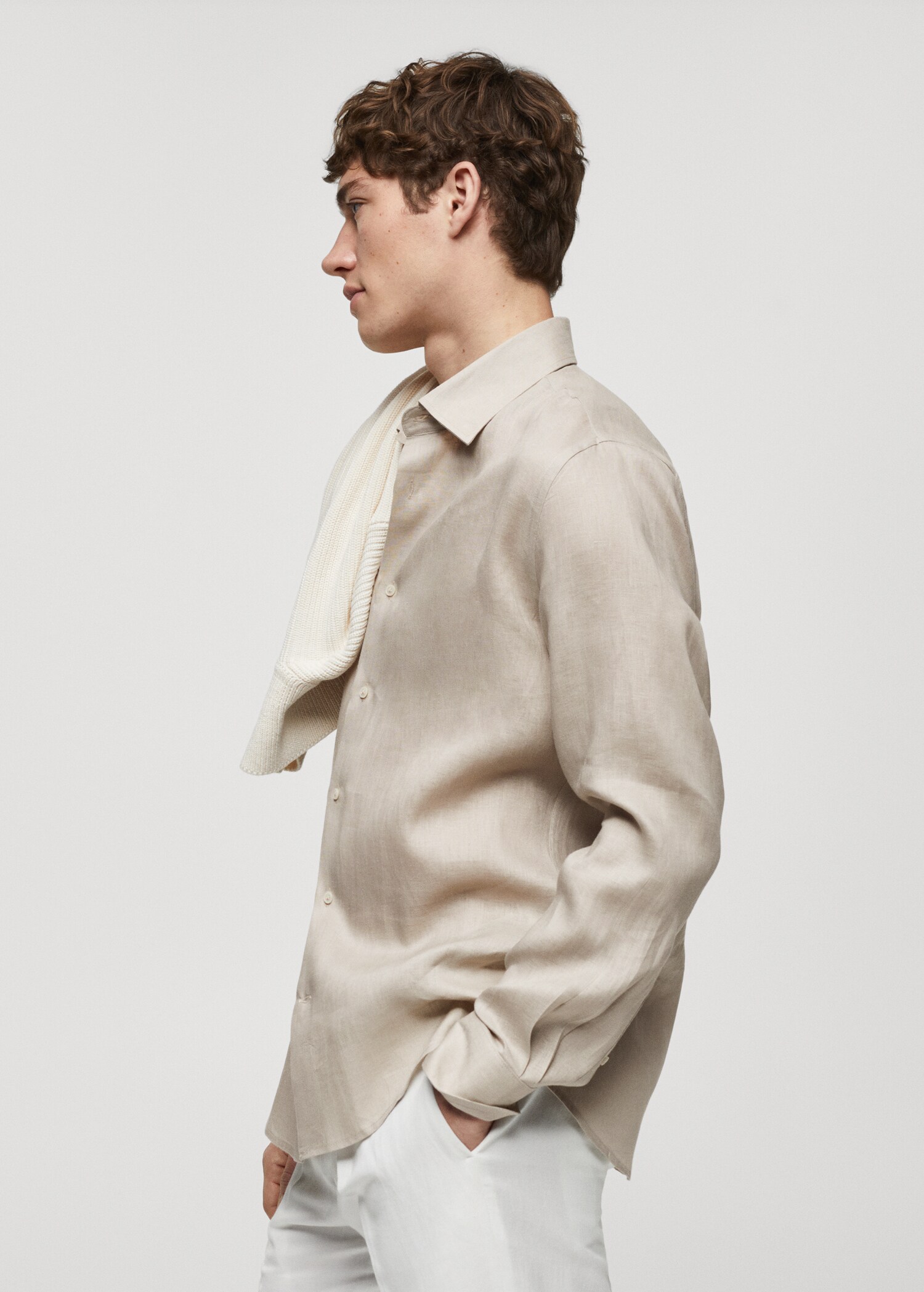 Regular fit-skjorta 100% linne - Detaljer om artikeln 2