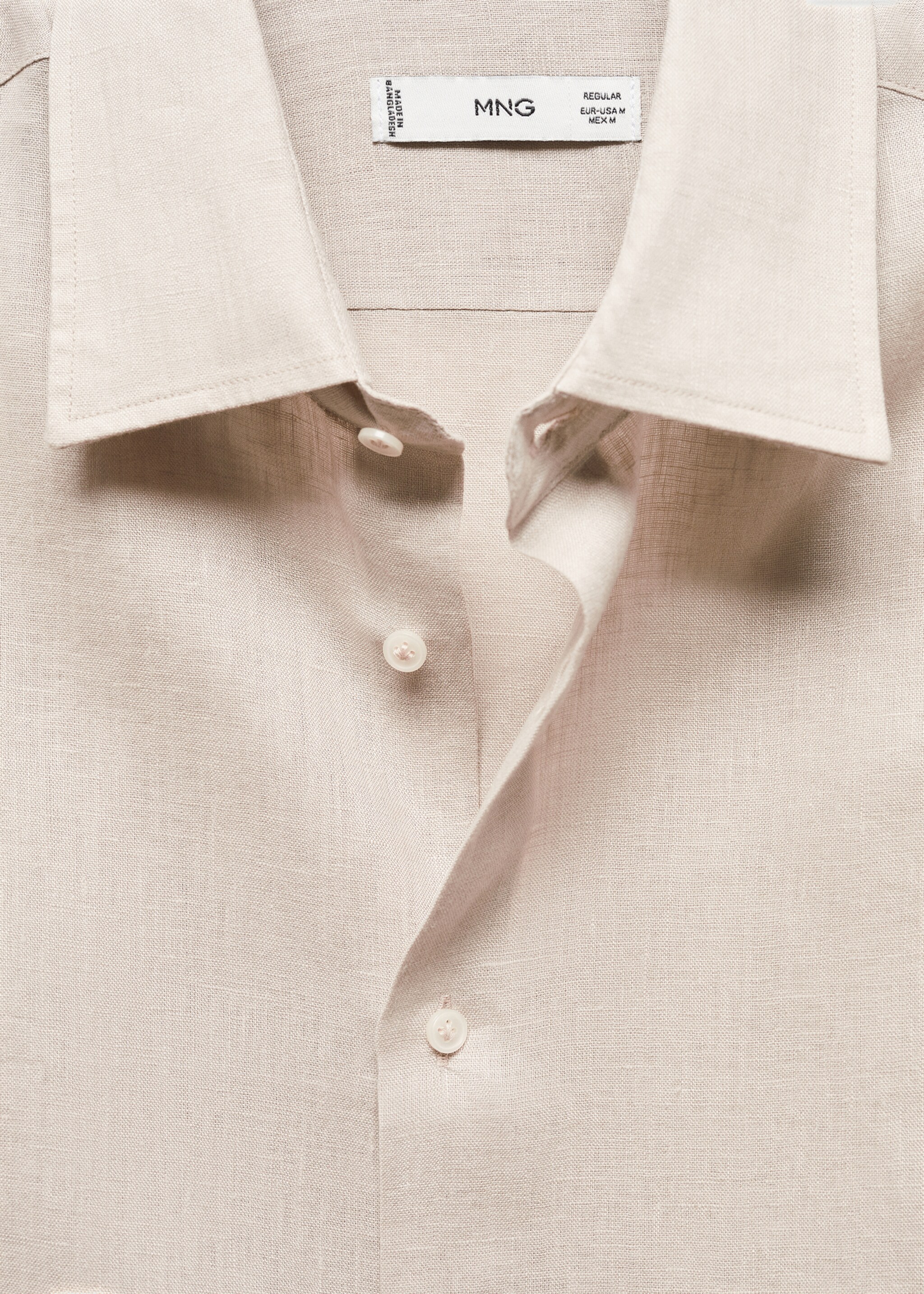 Camicia regular fit 100% lino - Dettaglio dell'articolo 8, Marrone medio. Ref: 67096311-00.